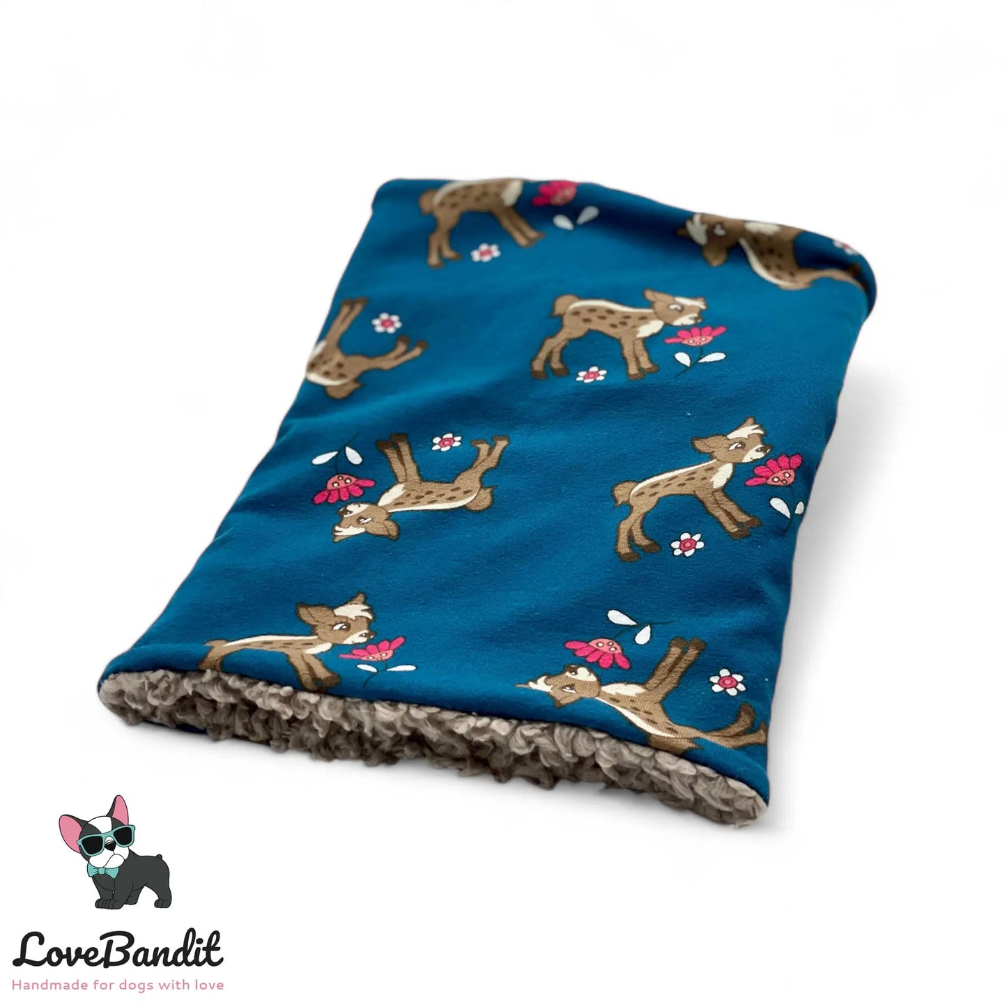 Hundeschal Hundeloop Rehkitz Blume Petrol - LoveBandit