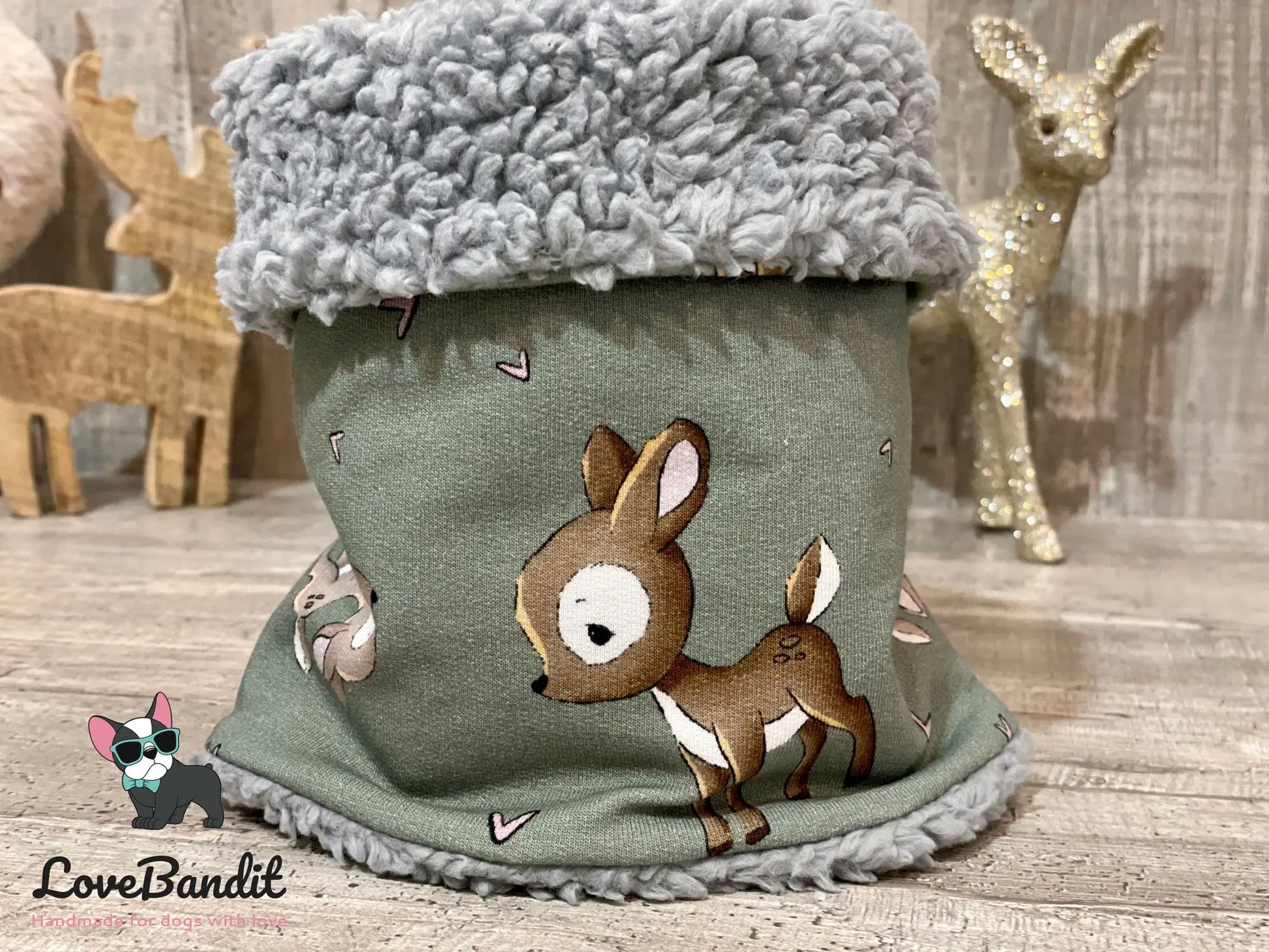Hundeschal Hundeloop Reh Altgrün - LoveBandit