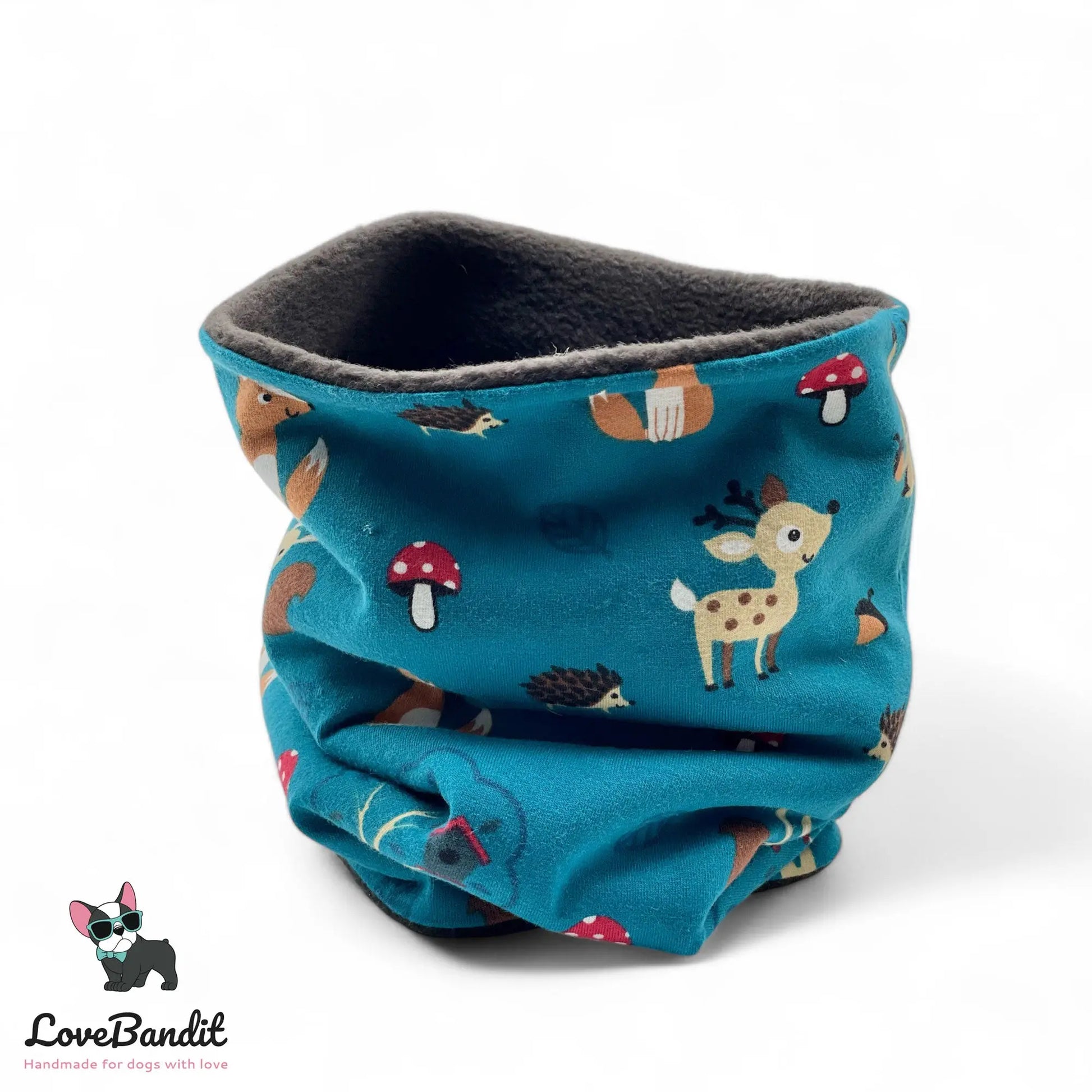 Hundeschal Hundeloop Tiere im Wald Petrol - LoveBandit