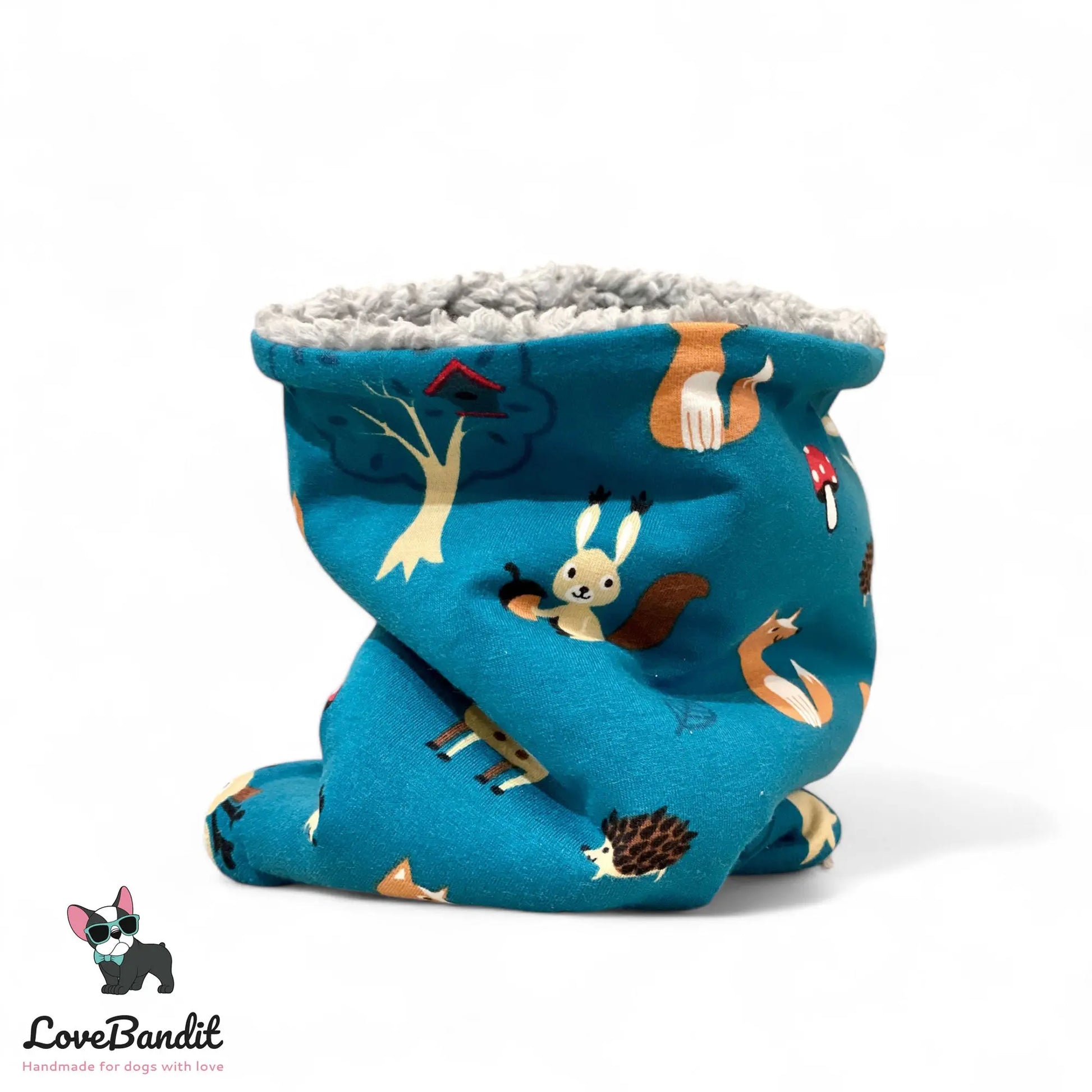Hundeschal Hundeloop Tiere im Wald Petrol - LoveBandit