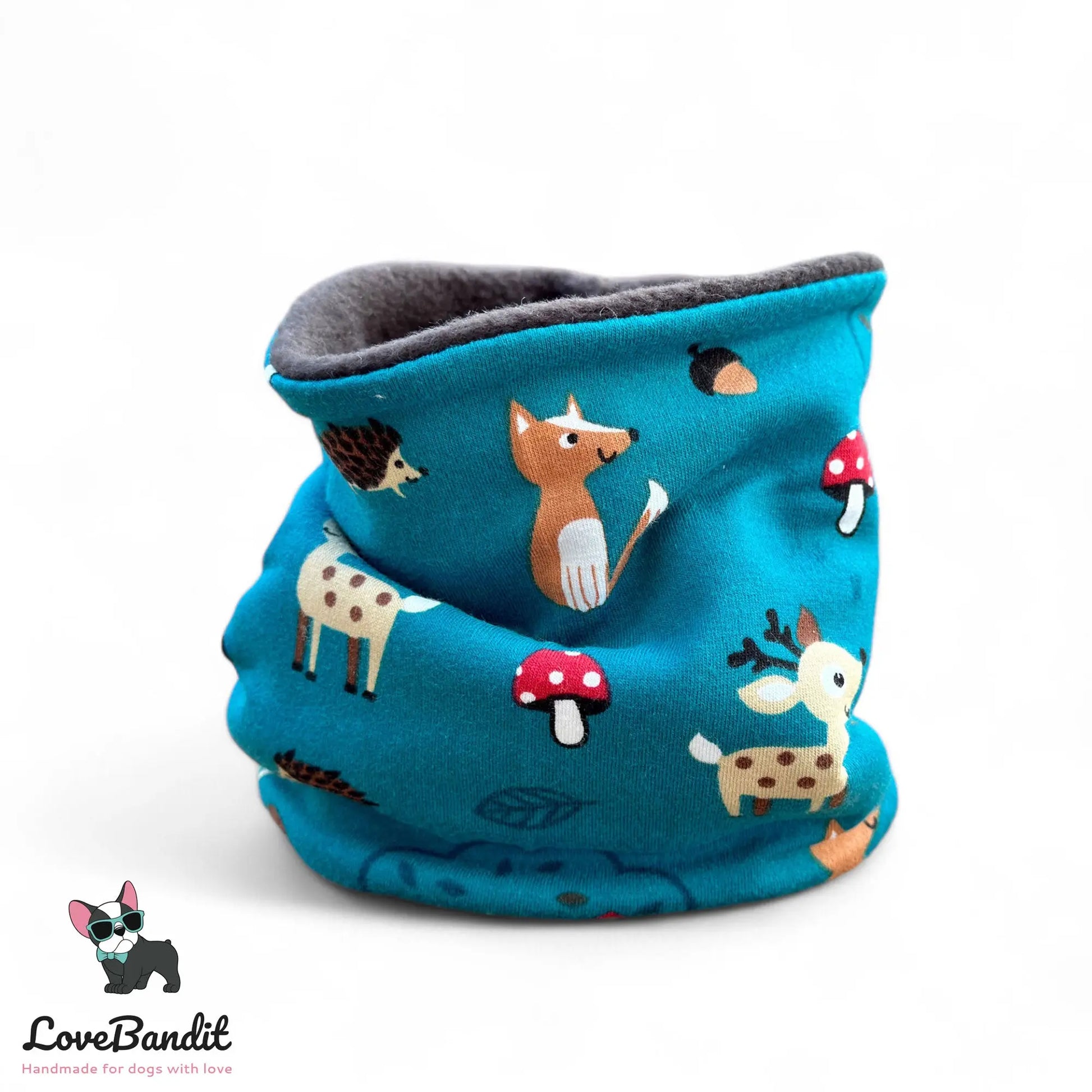 Hundeschal Hundeloop Tiere im Wald Petrol - LoveBandit