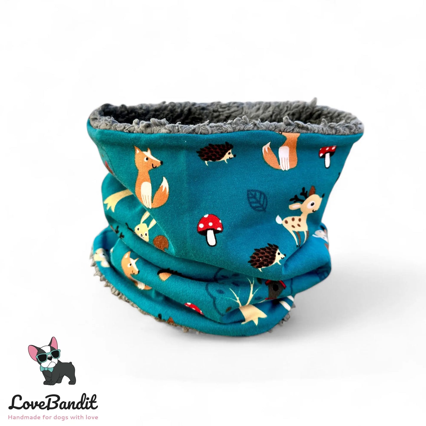Hundeschal Hundeloop Tiere im Wald Petrol - LoveBandit