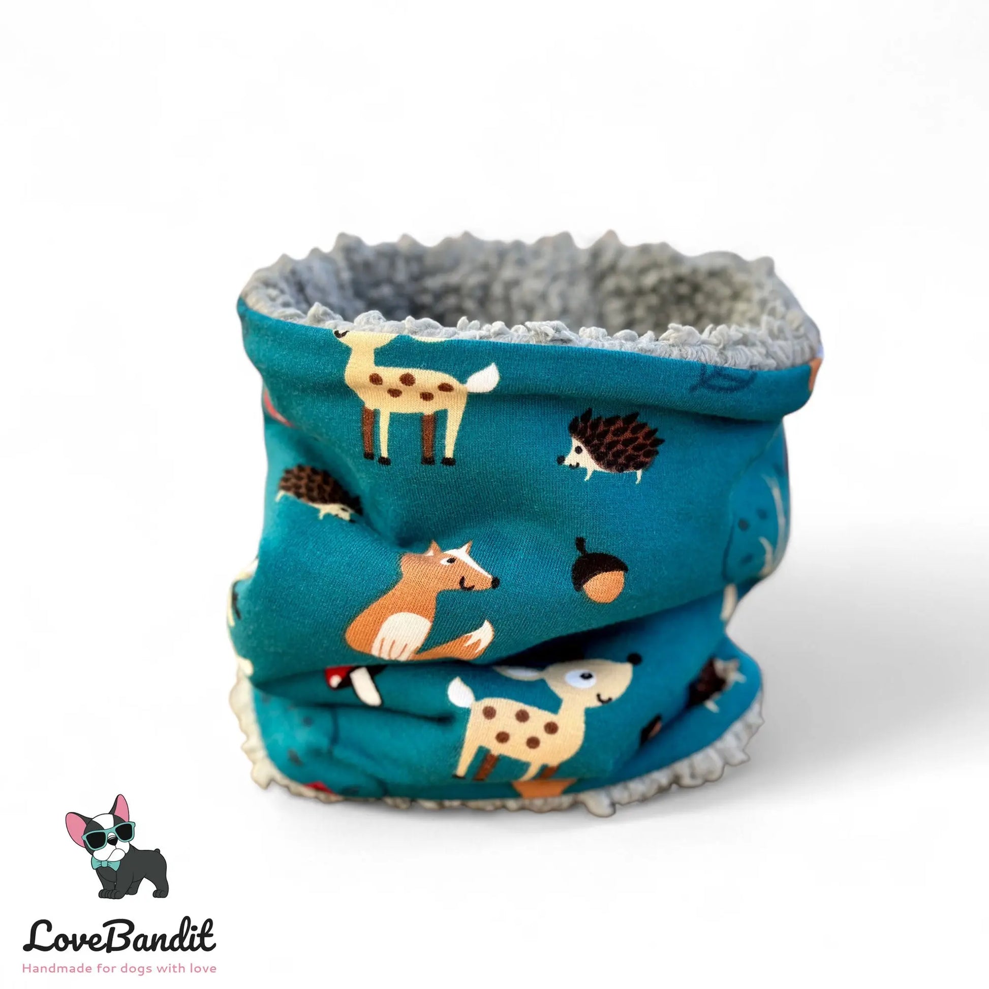 Hundeschal Hundeloop Tiere im Wald Petrol - LoveBandit