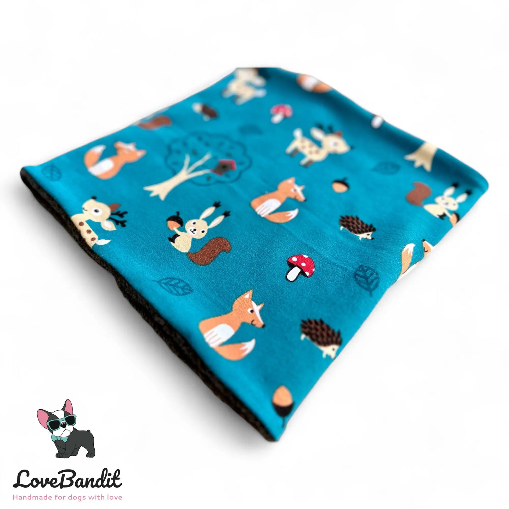 Hundeschal Hundeloop Tiere im Wald Petrol - LoveBandit