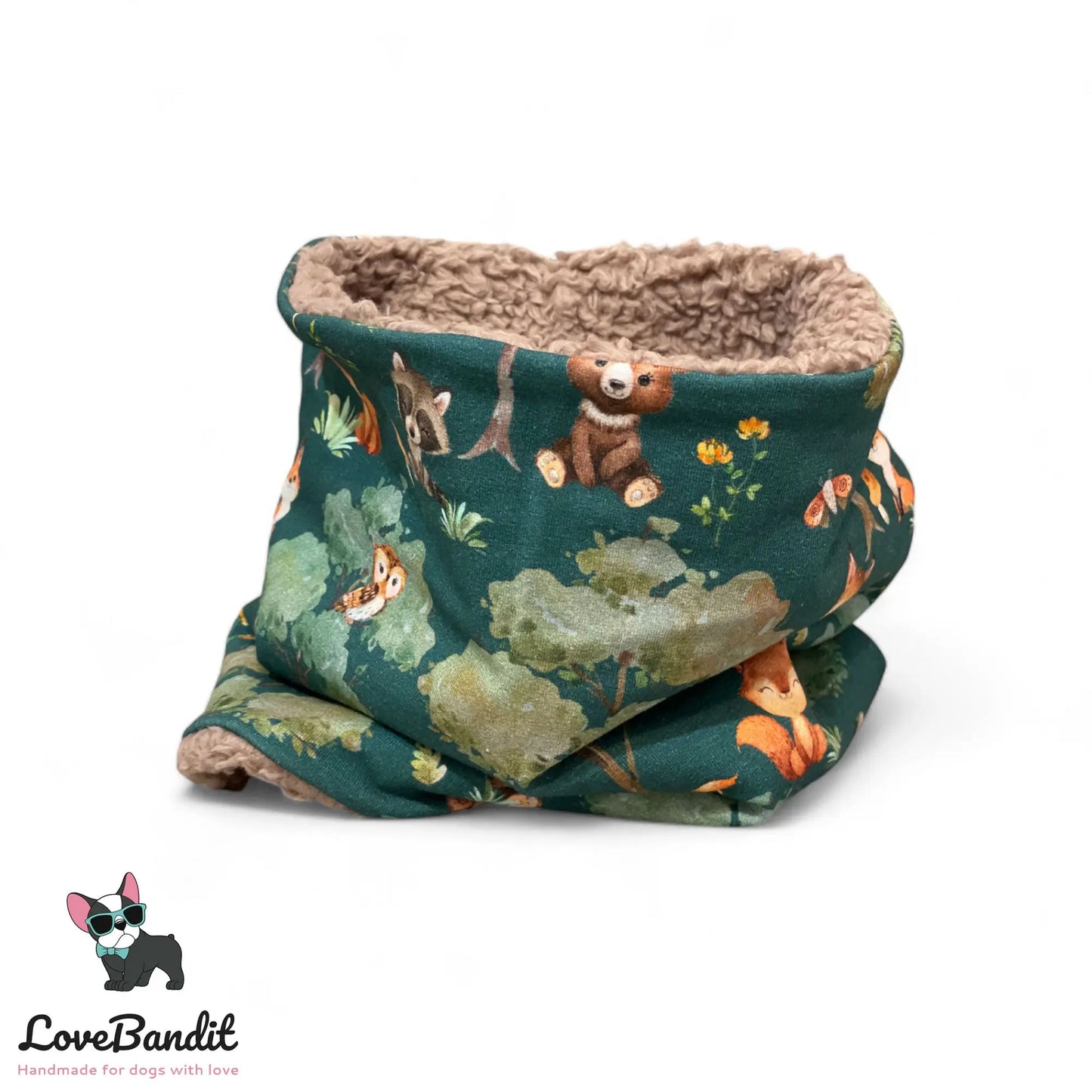 Hundeschal Hundeloop Waldtiere Grün - LoveBandit