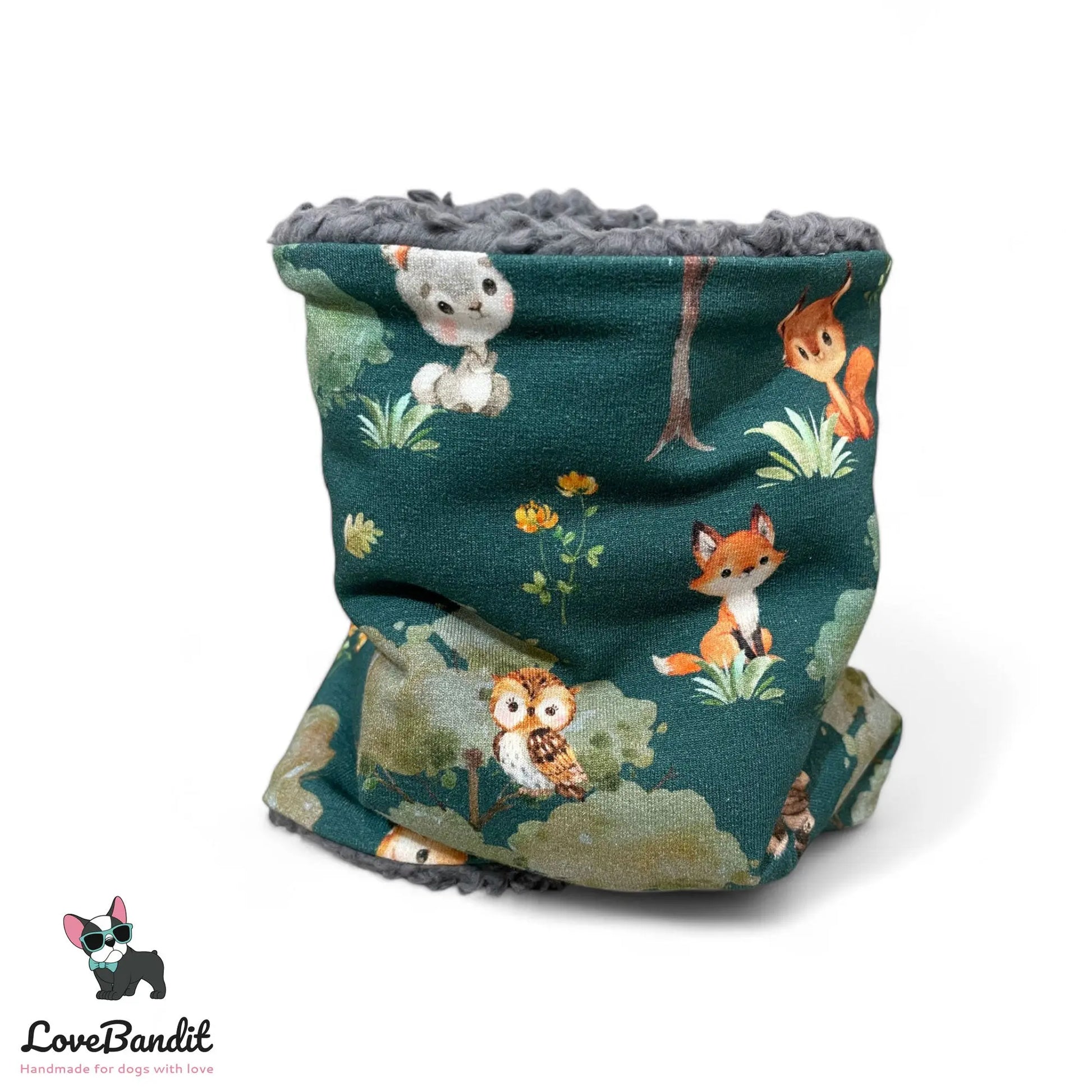 Hundeschal Hundeloop Waldtiere Grün - LoveBandit
