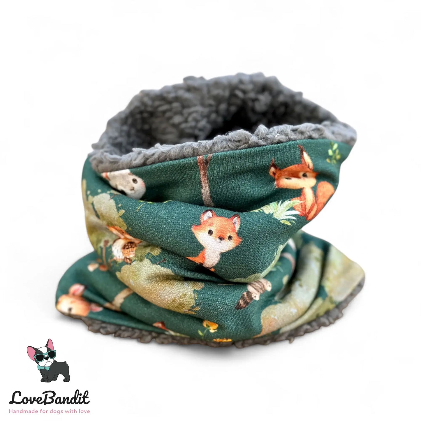 Hundeschal Hundeloop Waldtiere Grün - LoveBandit