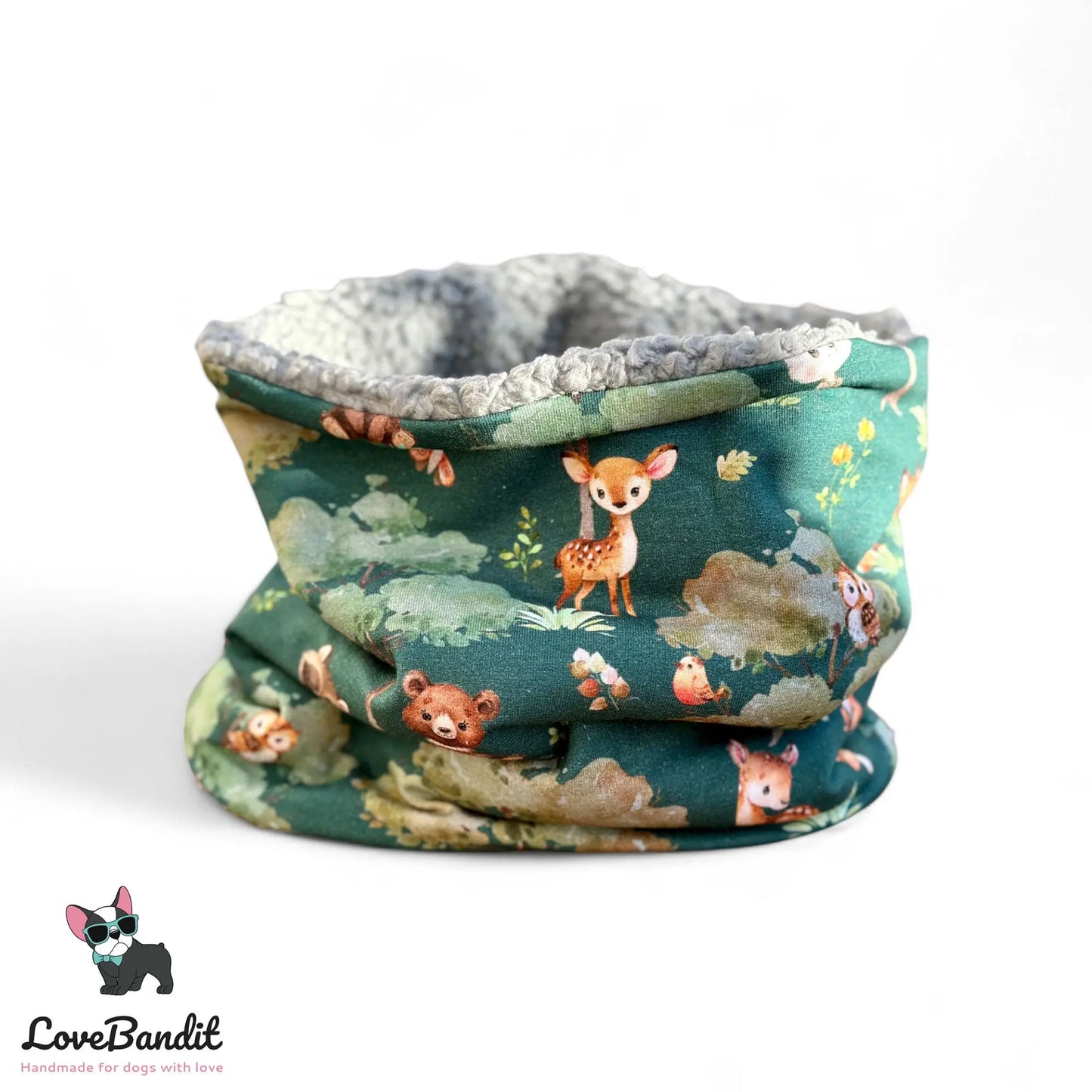 Hundeschal Hundeloop Waldtiere Grün - LoveBandit