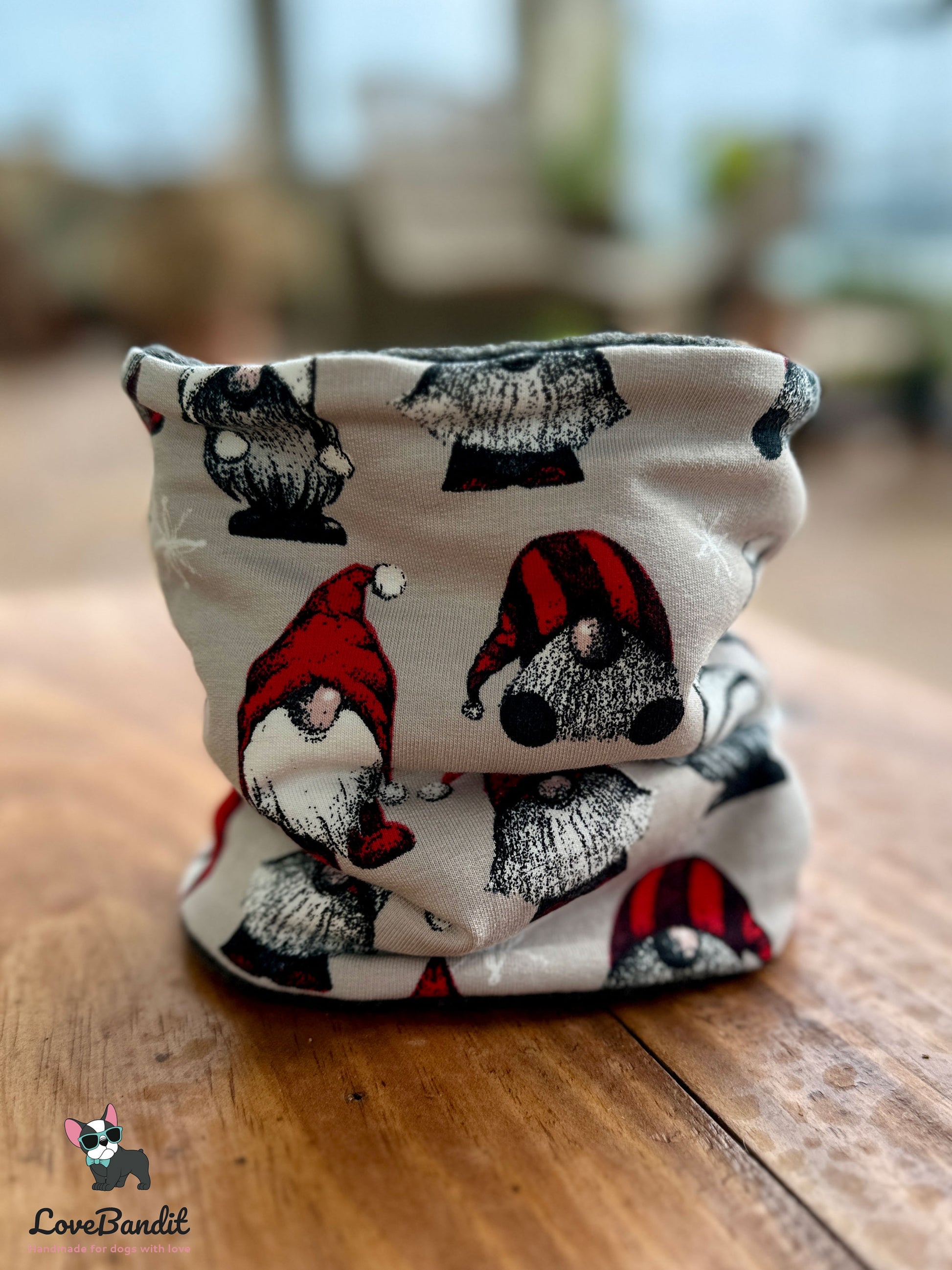 Hundeloop Hundeschal "Weihnachts Wichtel" beige - LoveBandit