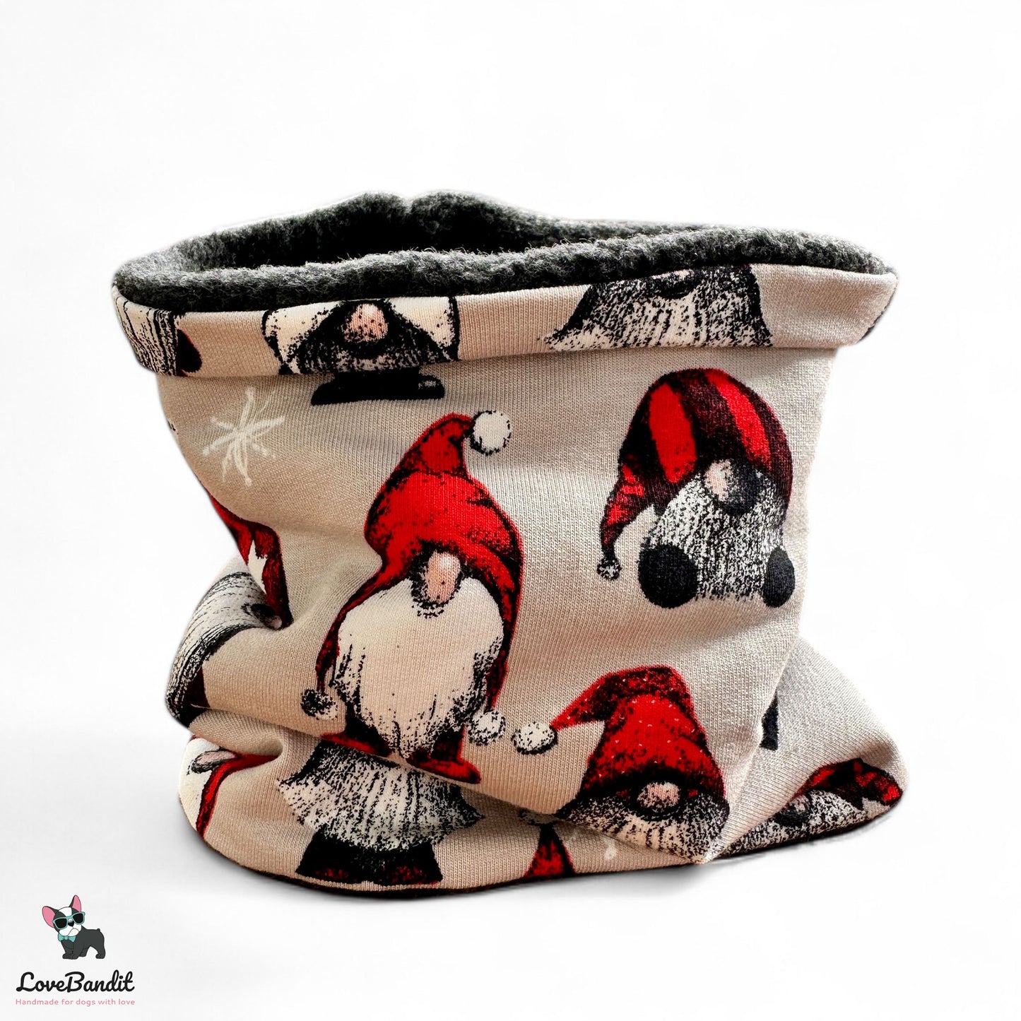 Hundeloop Hundeschal "Weihnachts Wichtel" beige - LoveBandit