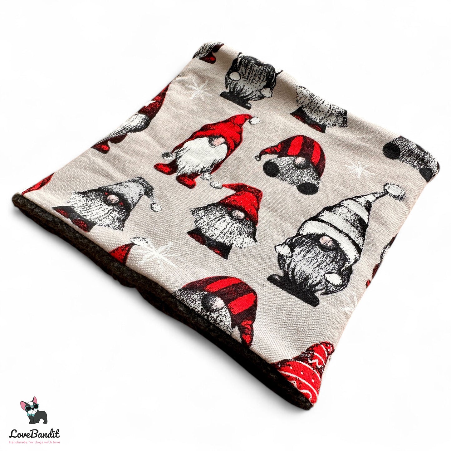 Hundeloop Hundeschal "Weihnachts Wichtel" beige - LoveBandit