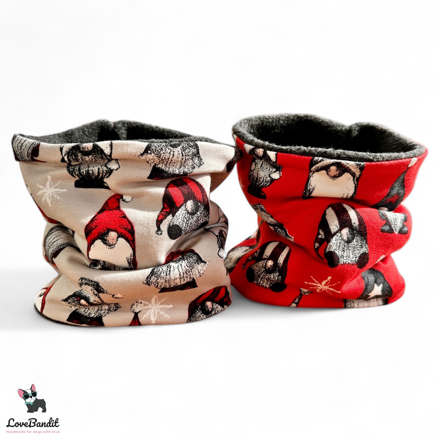 Hundeloop Hundeschal "Weihnachts Wichtel" beige - LoveBandit