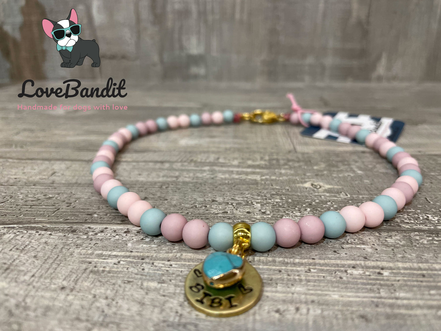 Schmuckkette "Schicki Rosé Seagreen" aus Acrylperlen (rosé/seagreen) Lovebandit