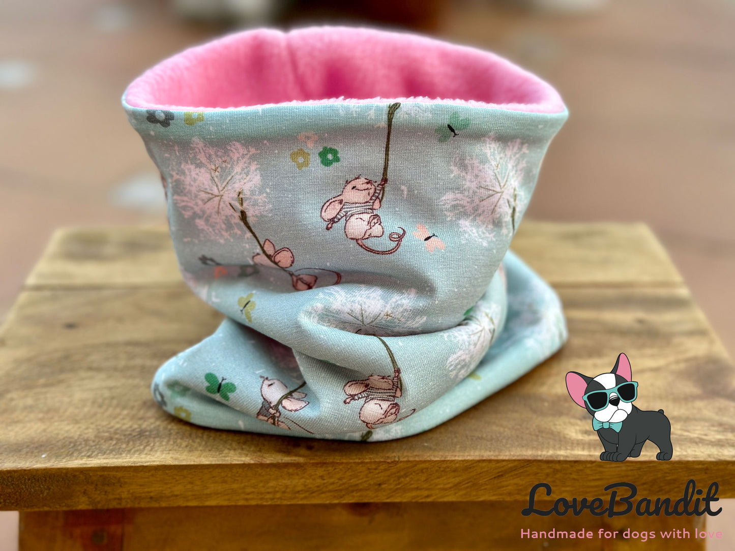 Hundeloop Hunde Loop Halssocke Hundeschal "Kleine Maus" Pusteblume Mint Lovebandit