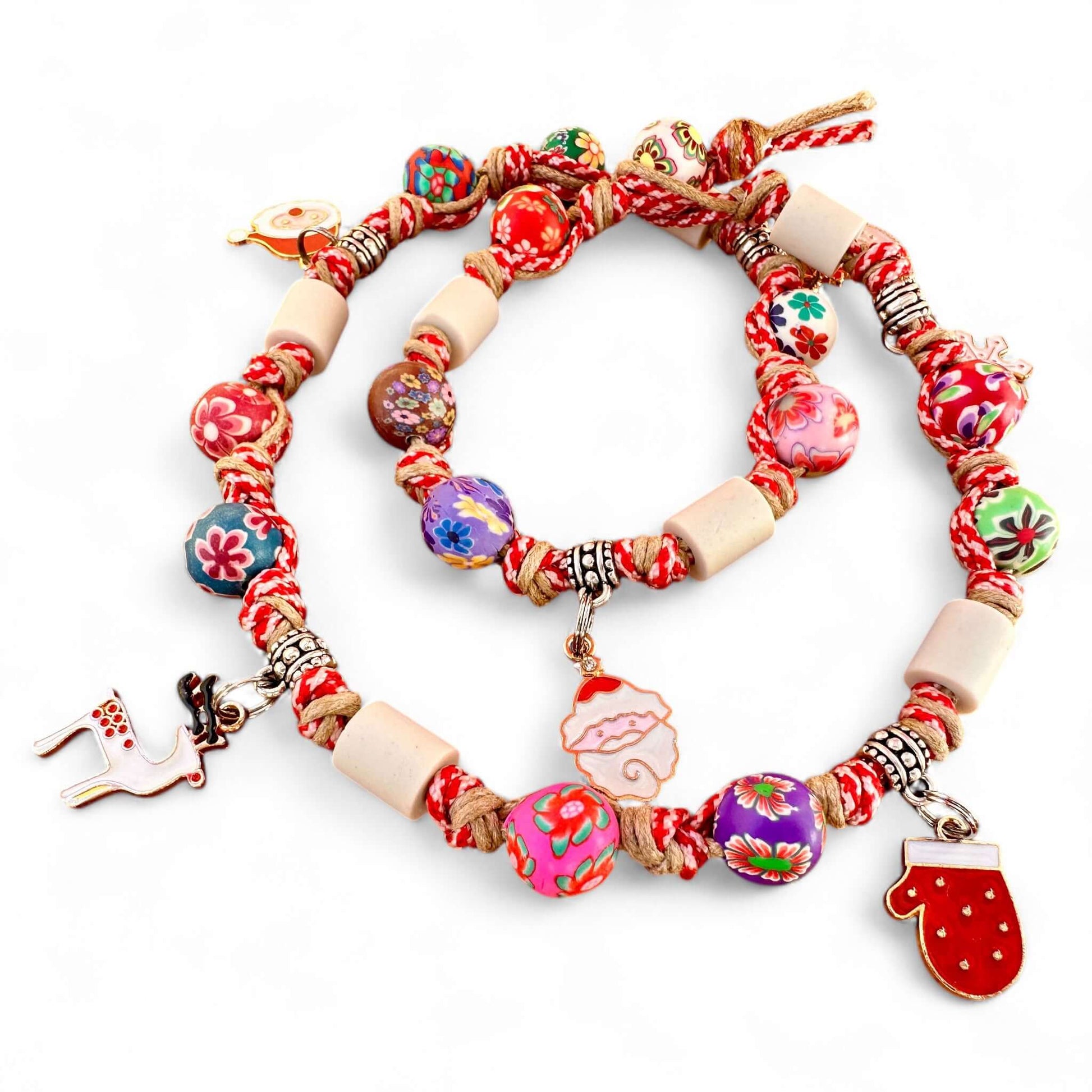EM-Keramik Halsband Zeckenhalsband Weihnachten "X-Mas" Perlen Weihnachtsanhänger - LoveBandit