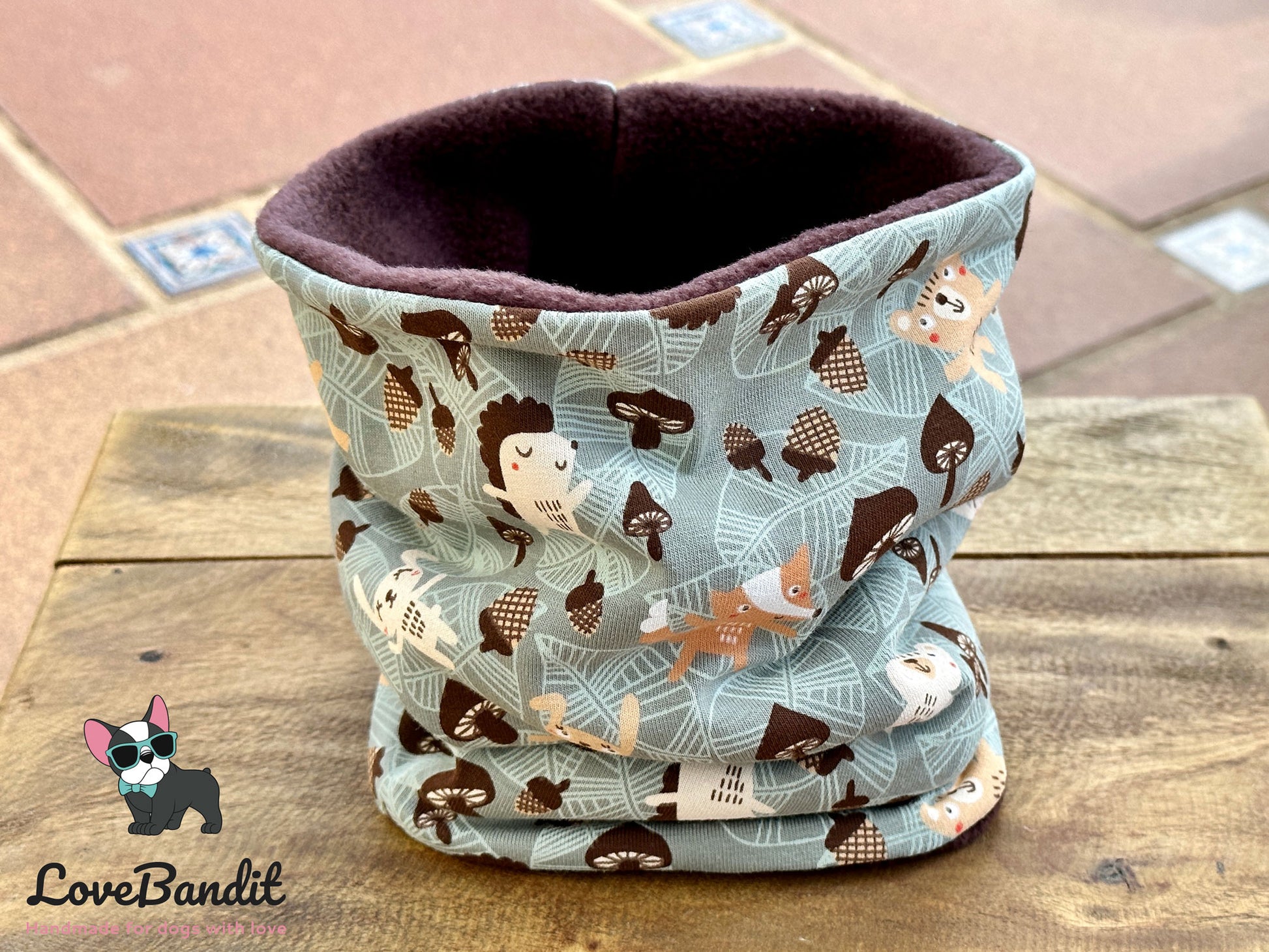 Hundeloop Hundeschal Herbsttiere grüngrau - LoveBandit