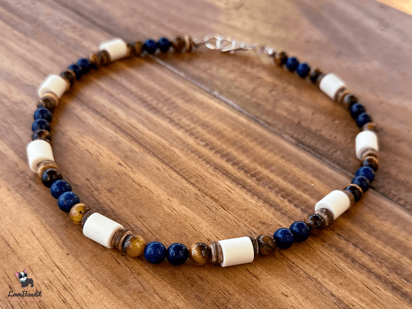 EM Keramik Heilstein Halsband Lapislazuli Tigerauge - LoveBandit