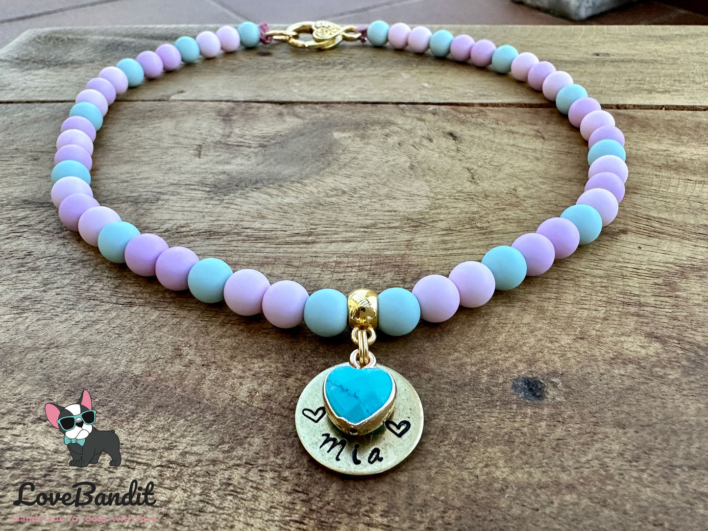 Leichte Perlenkette für Hunde Rosé Lilac Stone - LoveBandit