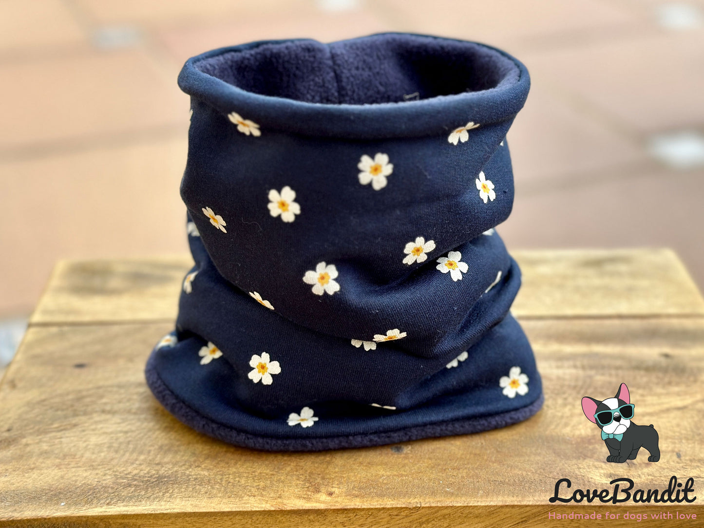 Hundeloop Hundeschal Gänseblümchen Daisy Dunkelblau Lovebandit