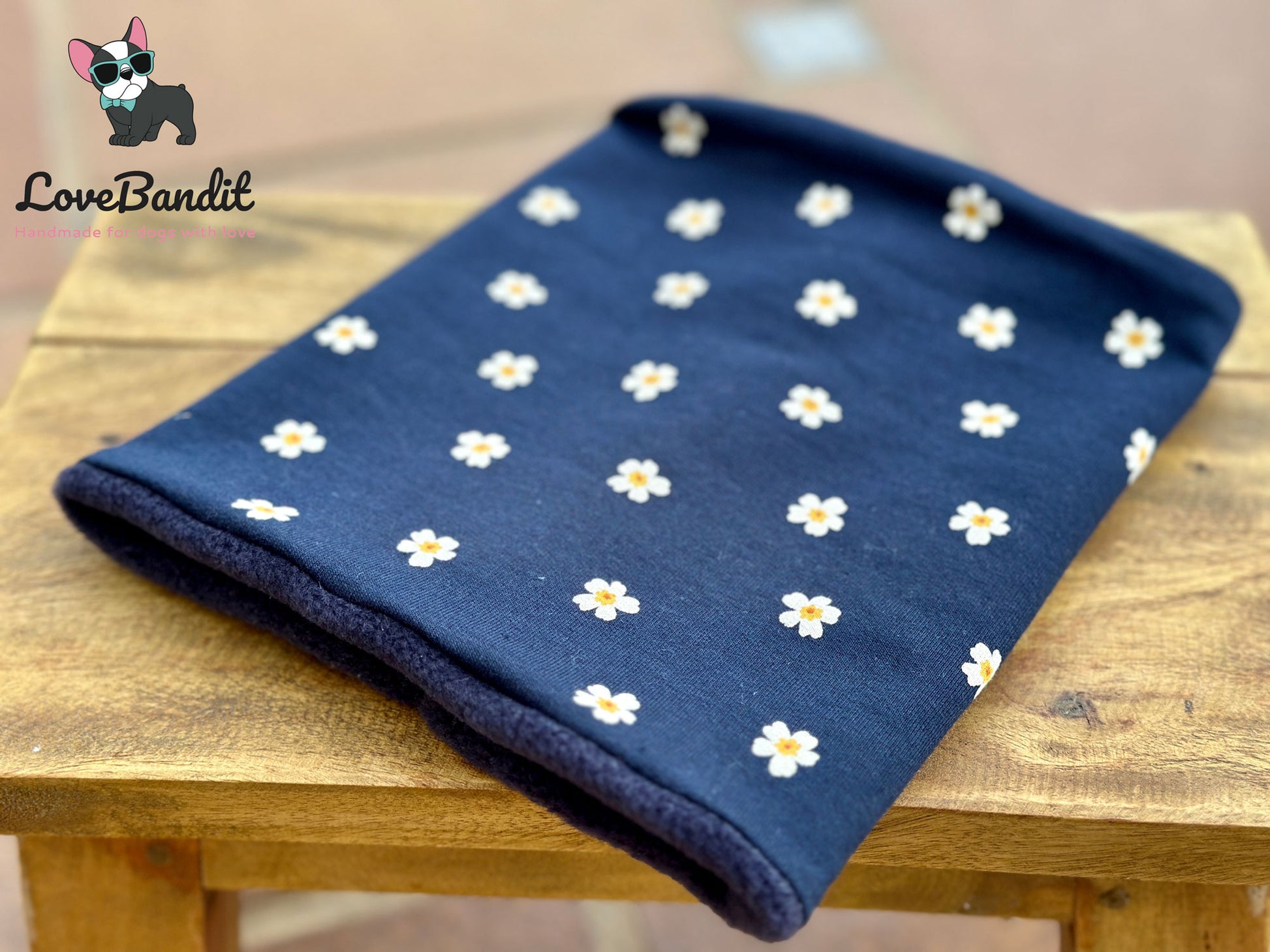 Hundeloop Hundeschal Gänseblümchen Daisy Dunkelblau - LoveBandit