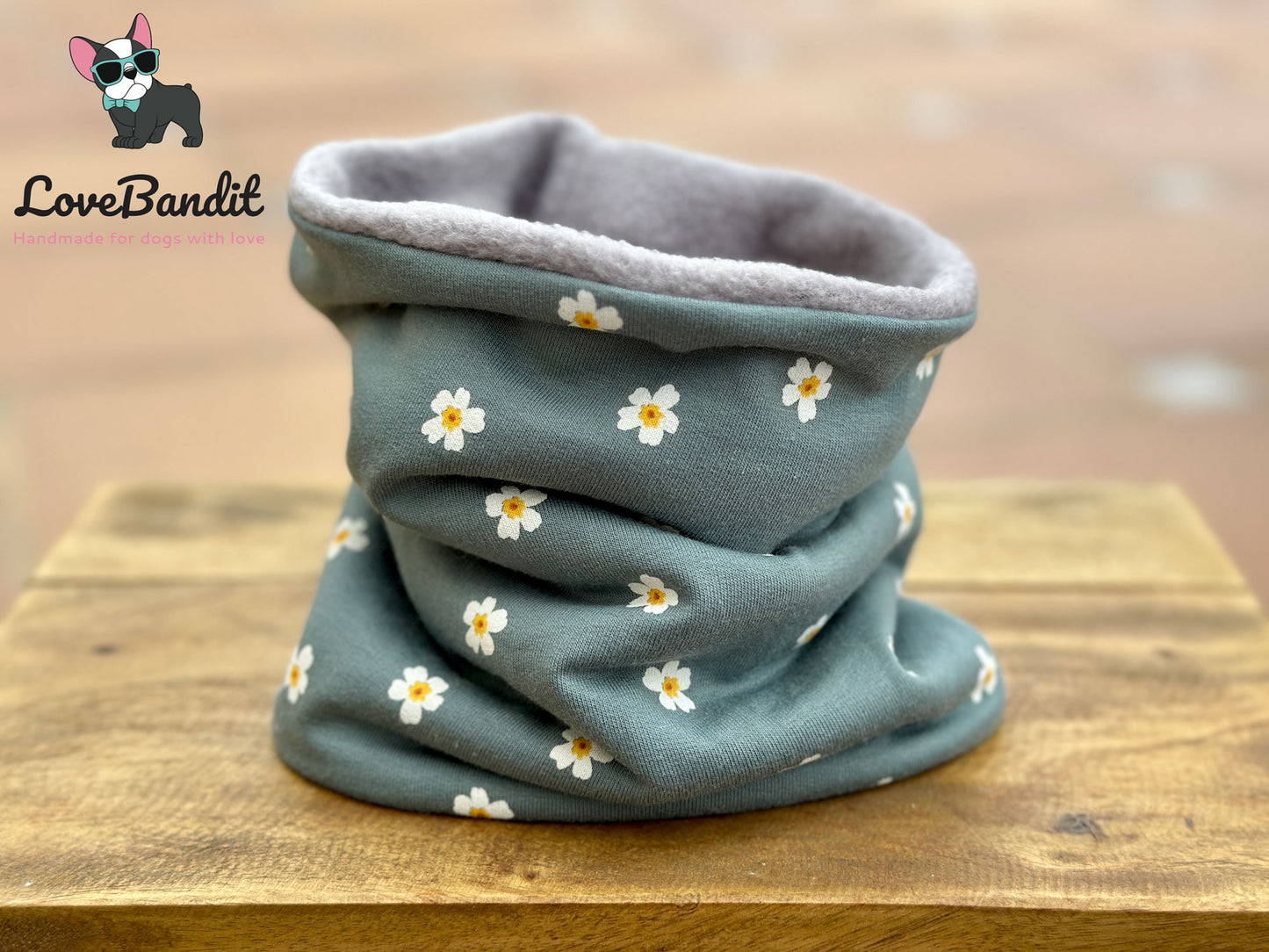 Hundeloop Hundeschal Gänseblümchen Daisy altgrün - LoveBandit