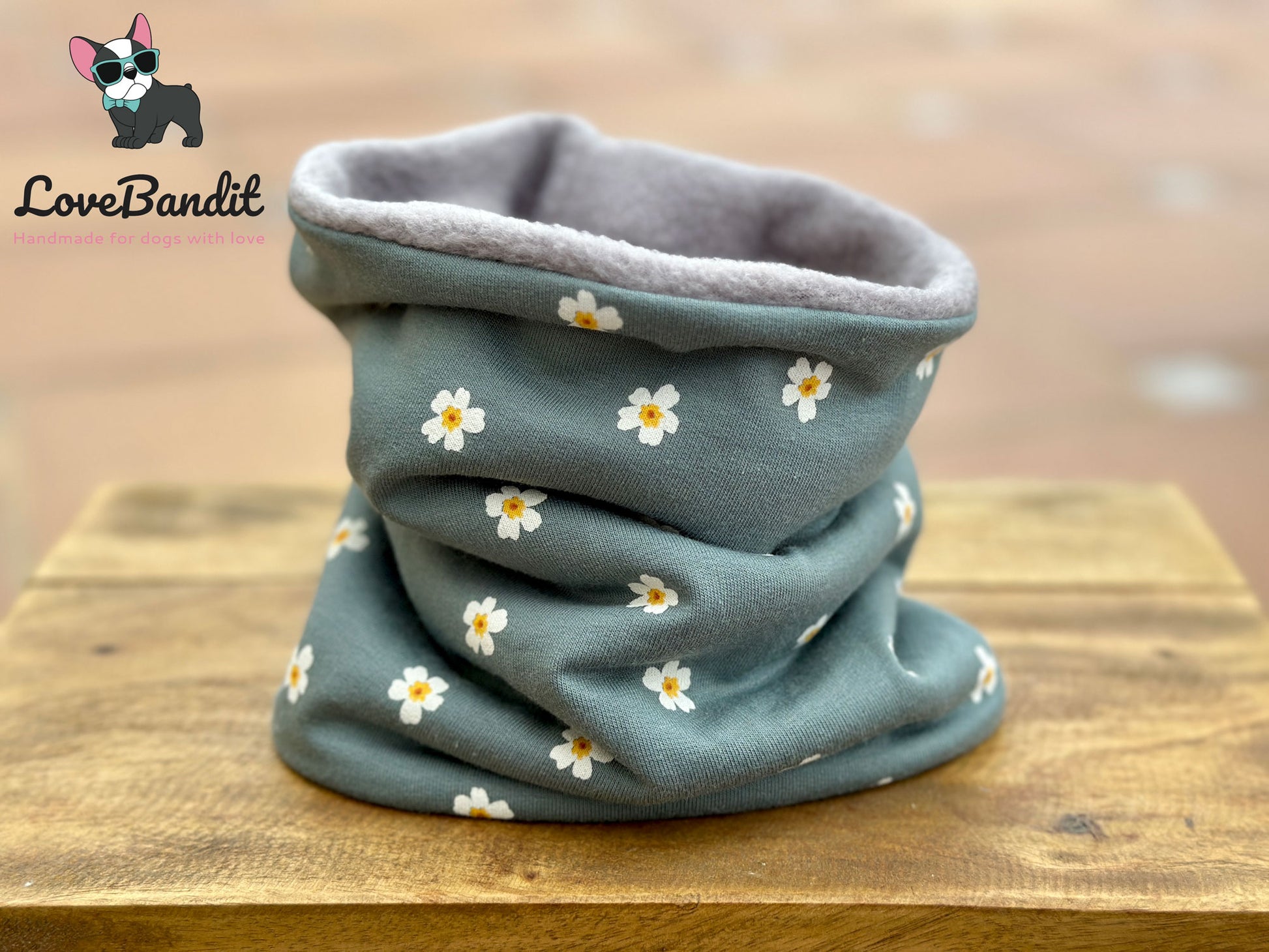 Hundeloop Hundeschal Gänseblümchen Daisy altgrün - LoveBandit