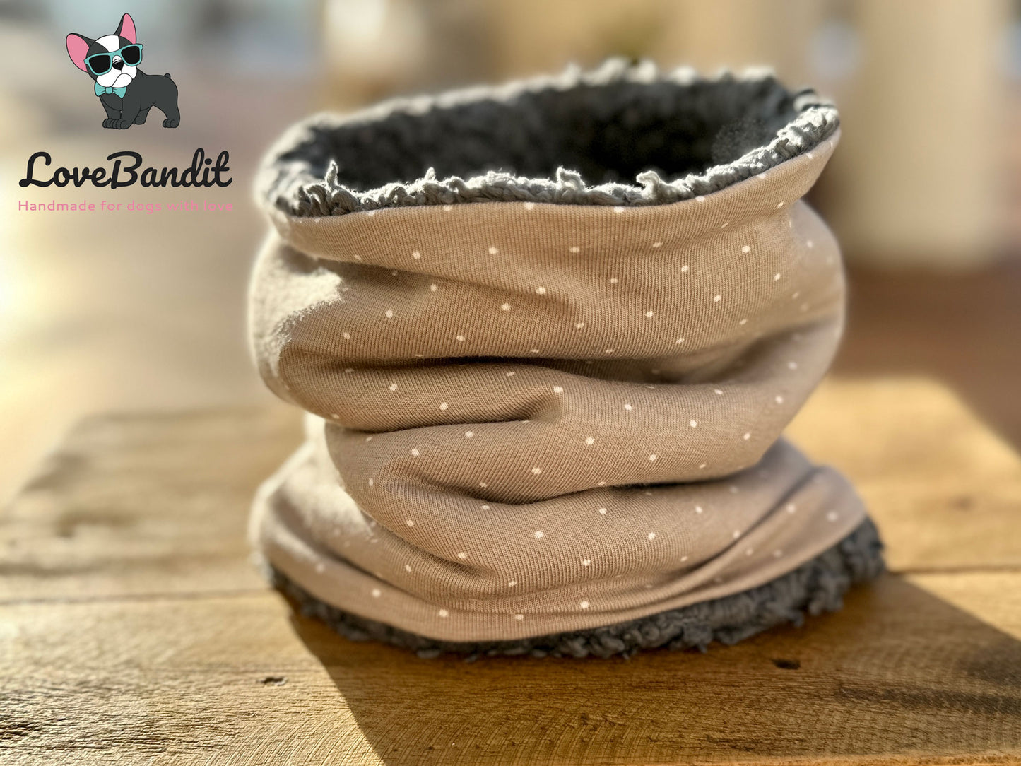 Hundeloop Hundeschal Mini Punkte taupe - LoveBandit