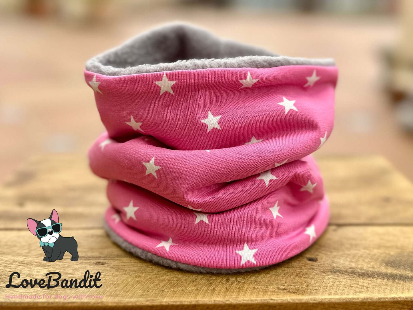 Hundeloop Hundeschal Sterne Hellpink Fleece Teddyplüsch - LoveBandit
