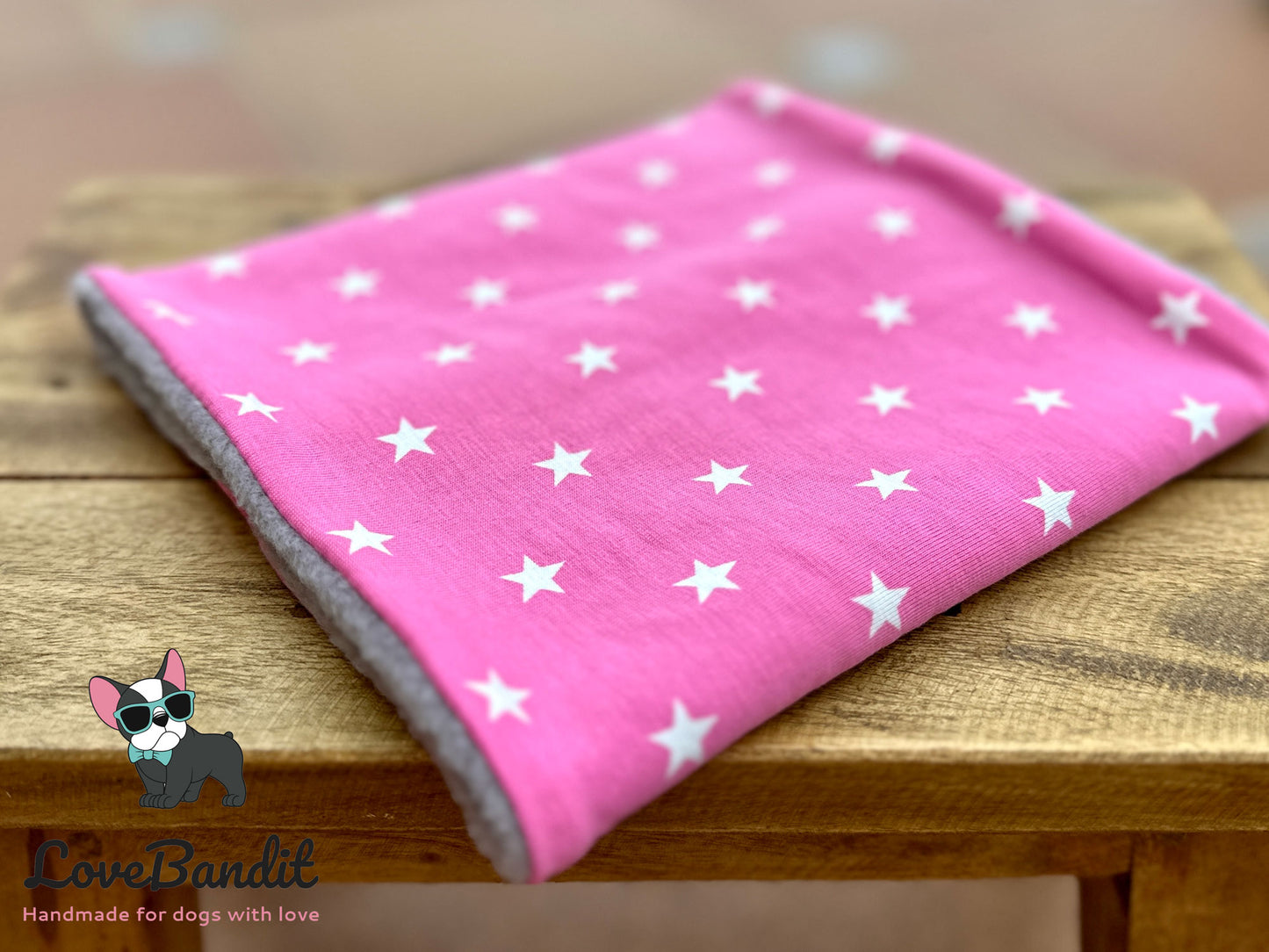Hundeloop Hundeschal Sterne Hellpink Fleece Teddyplüsch - LoveBandit