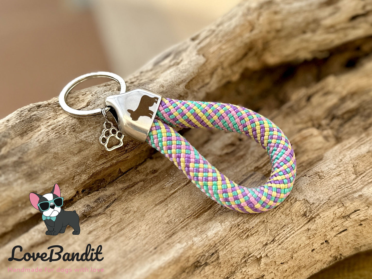 Versilberter Schlüsselanhänger Pfeifenband Frenchie - LoveBandit