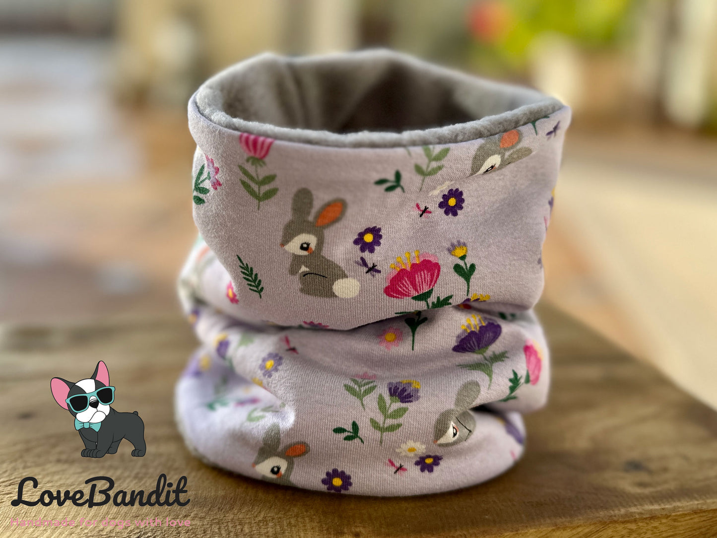 Hundeloop Hundeschal Hasengarten Pastellflieder Fleece Teddyplüsch - LoveBandit