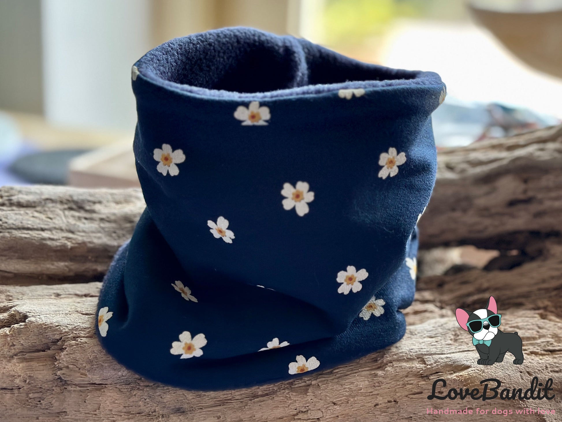 Hundeloop Hundeschal Gänseblümchen Daisy Dunkelblau - LoveBandit