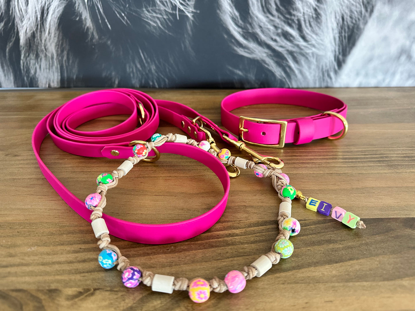 SET Hundeleine und Halsband "Heaven" aus BioThane® und Messing VEGAN - LoveBandit
