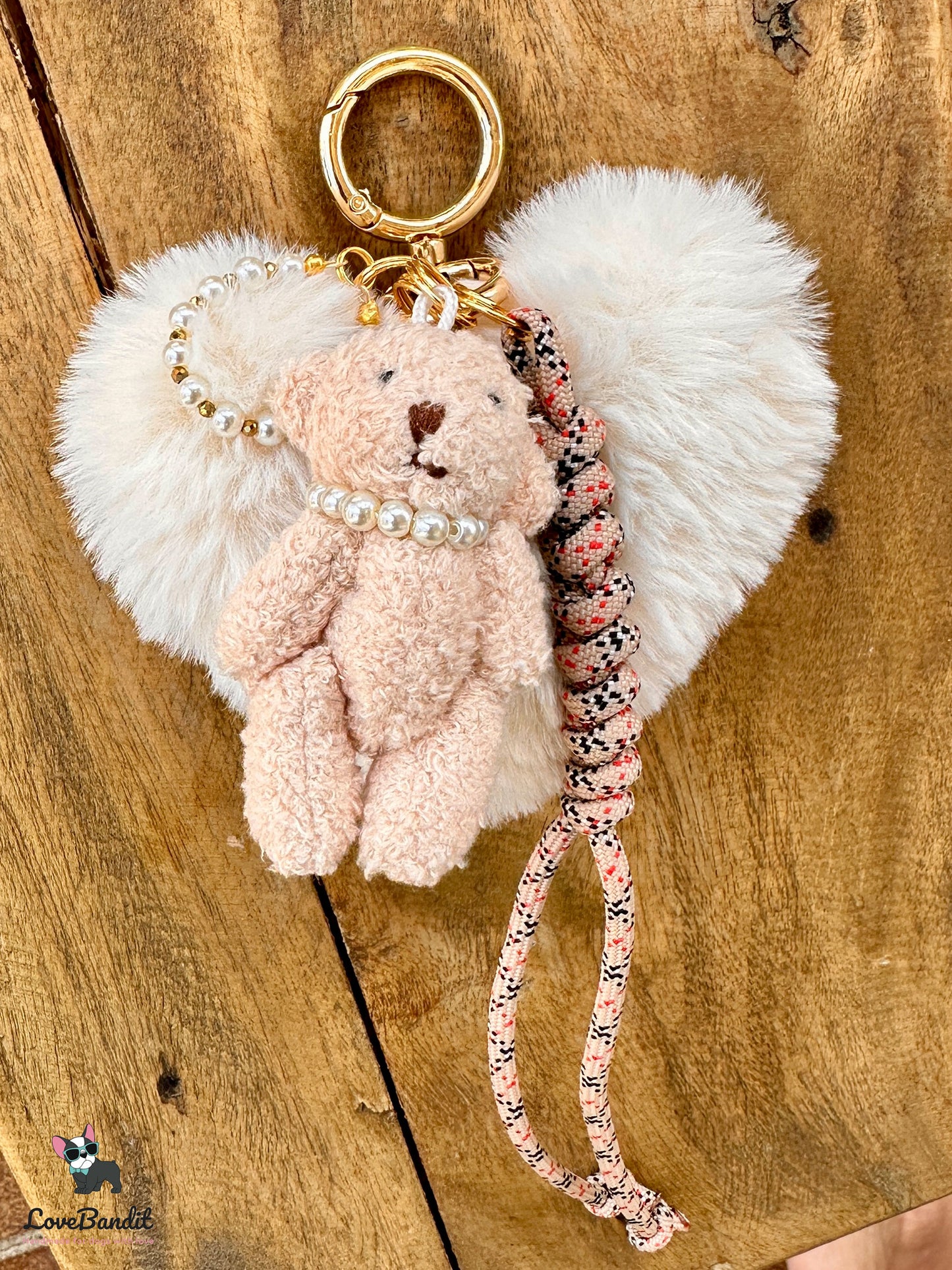 Taschenanhänger Bag Charm Teddy Bling, Plüschherz, Seil - LoveBandit