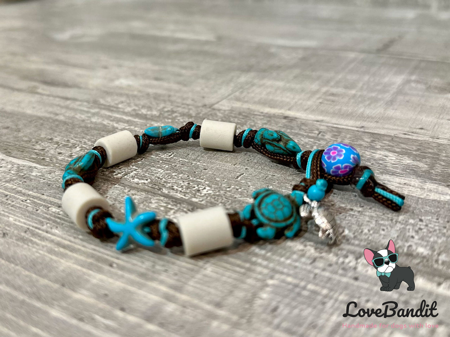 Armband - EM Keramik Armband "Friends" Schildkröten&Seesterne Türkis - LoveBandit