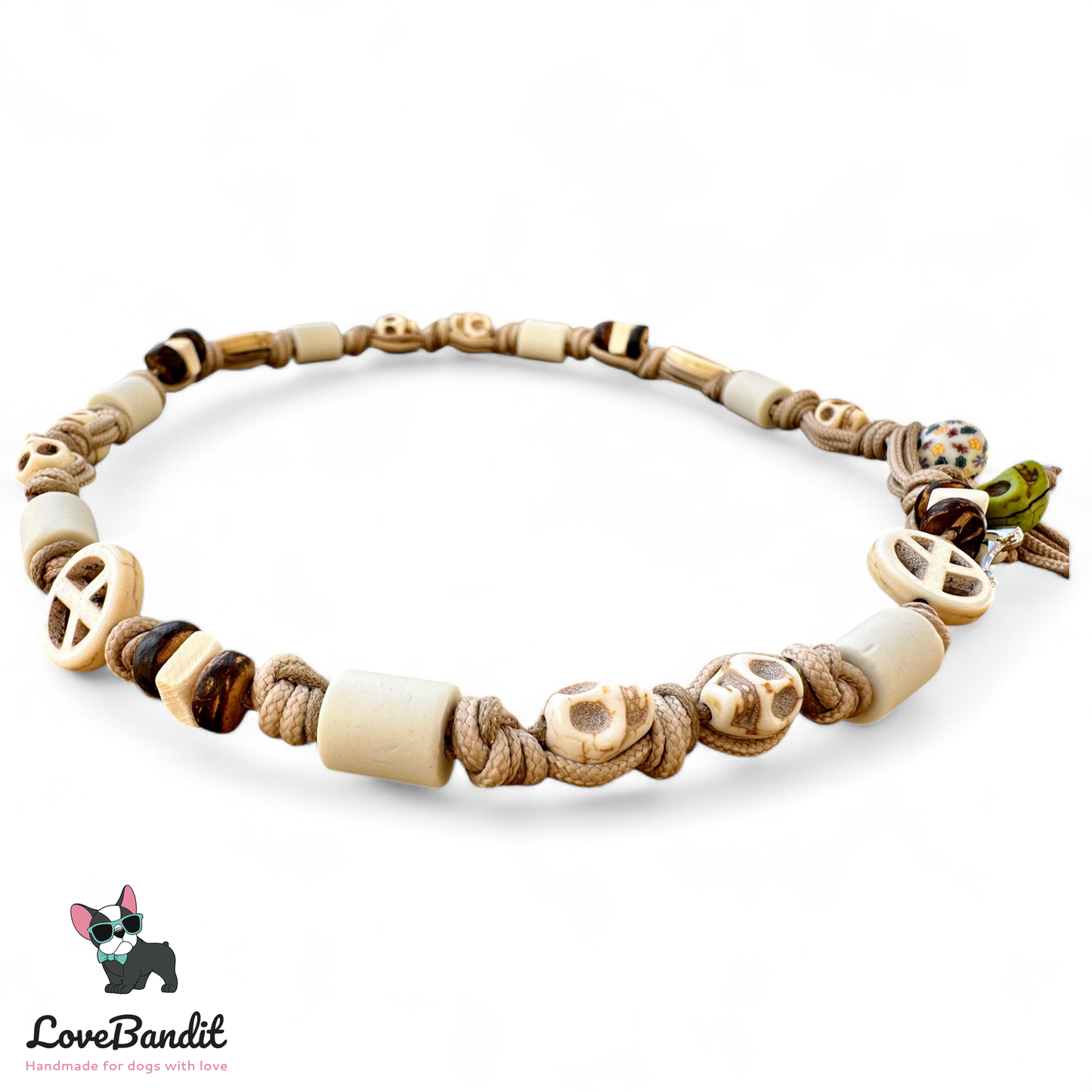 EM-Keramik Halsband Zeckenhalsband Totenköpfe Peace - LoveBandit