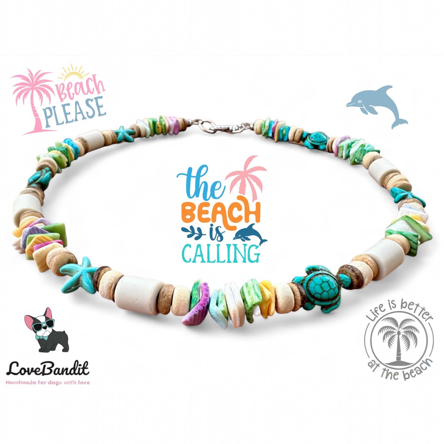 EM Keramik Halsband Muschel pastellbunt - LoveBandit