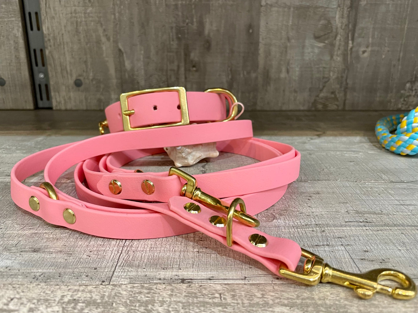 SET Hundeleine und Halsband "Heaven" aus BioThane® und Messing VEGAN - LoveBandit
