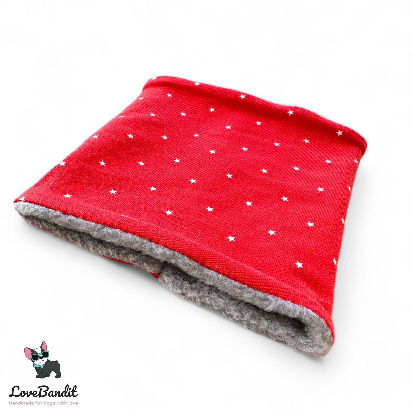 Hundeloop Hundeschal Mini Sterne Rot Fleece Teddyplüsch - LoveBandit