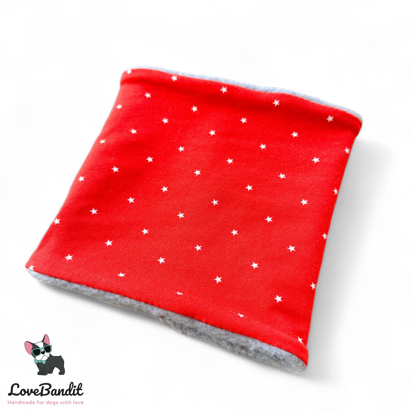 Hundeloop Hundeschal Mini Sterne Rot Fleece Teddyplüsch - LoveBandit