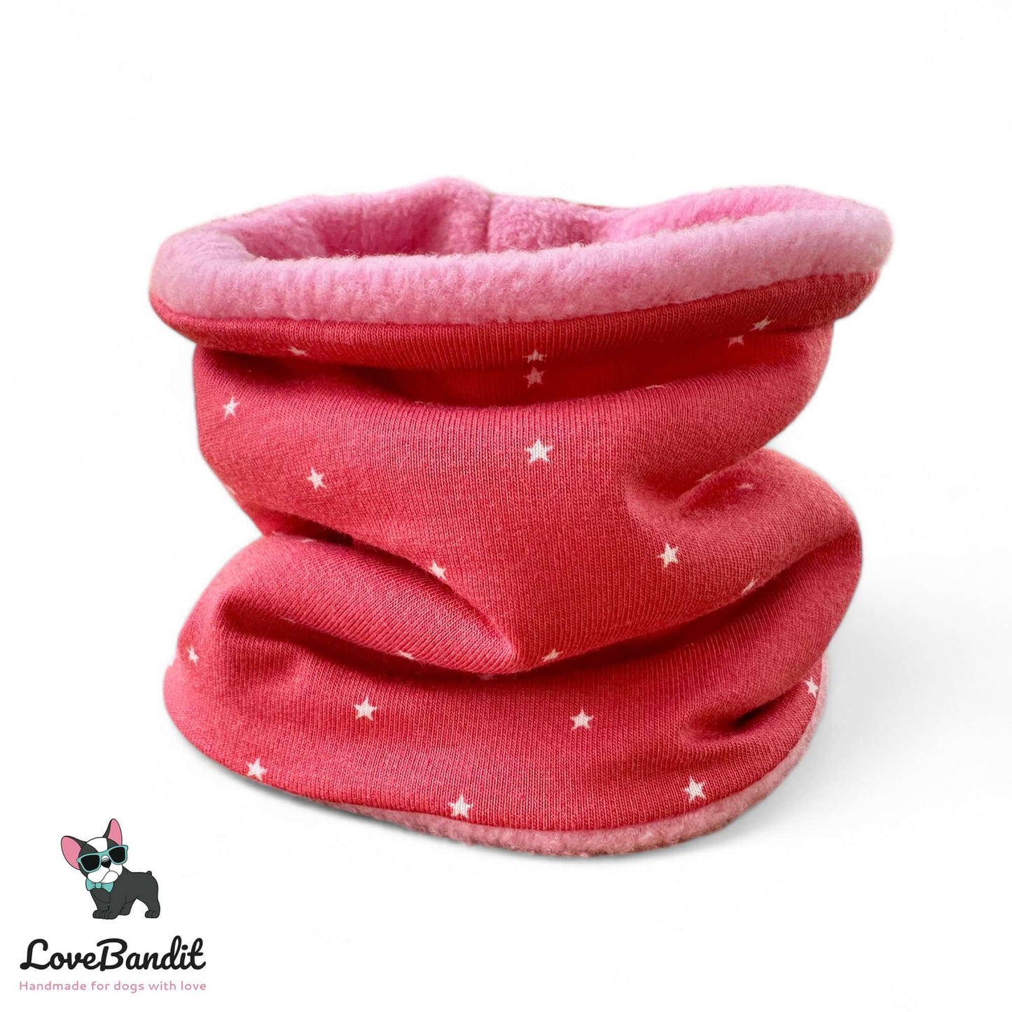 Hundeloop Hundeschal "Mini Sterne Altpink" Fleece oder Teddyplüsch - LoveBandit