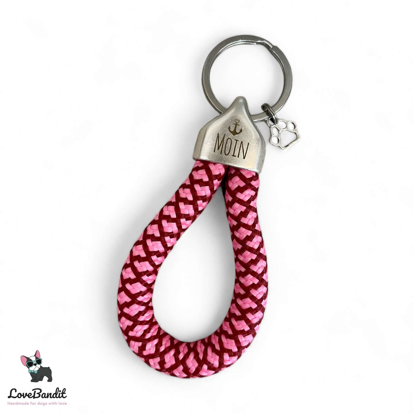 Versilberter Schlüsselanhänger oder Pfeifenband "MOIN" - LoveBandit