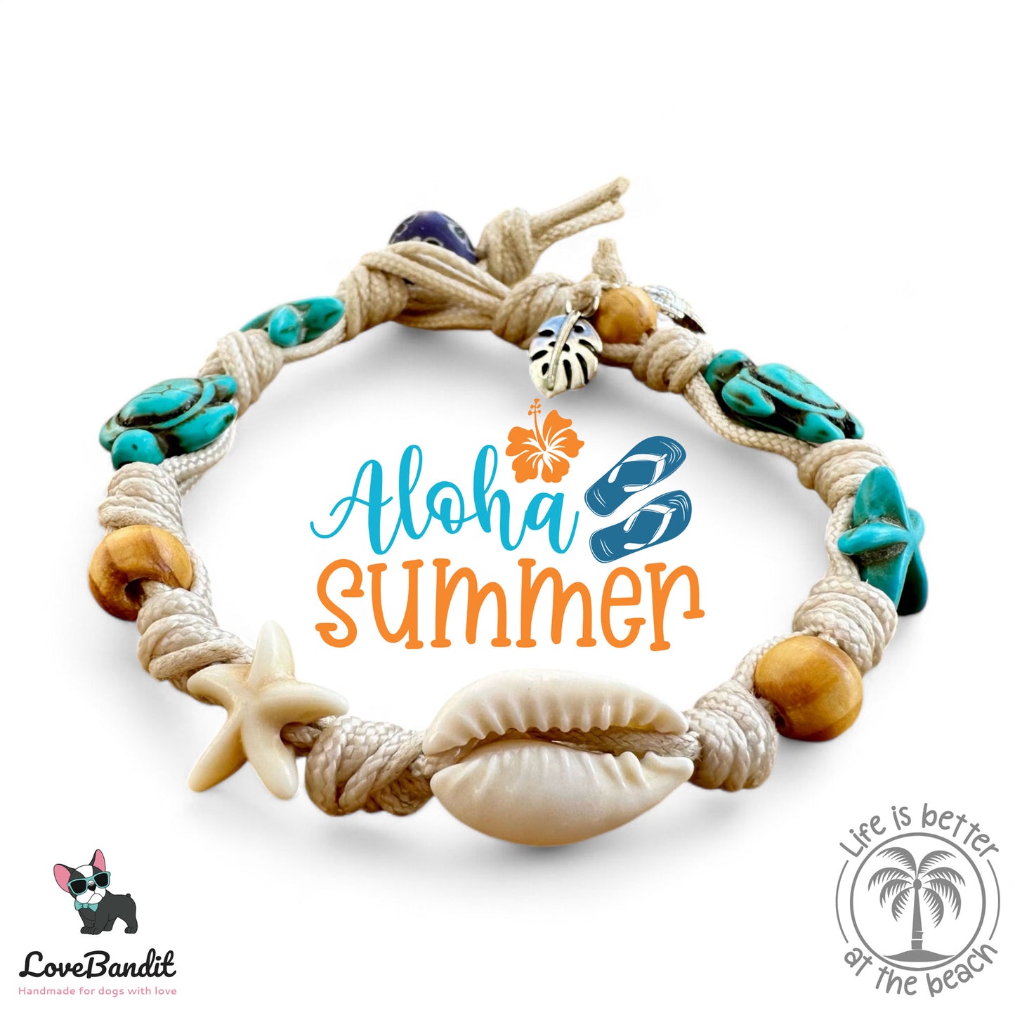 EM-Keramik Armband mit Muscheln blau - LoveBandit