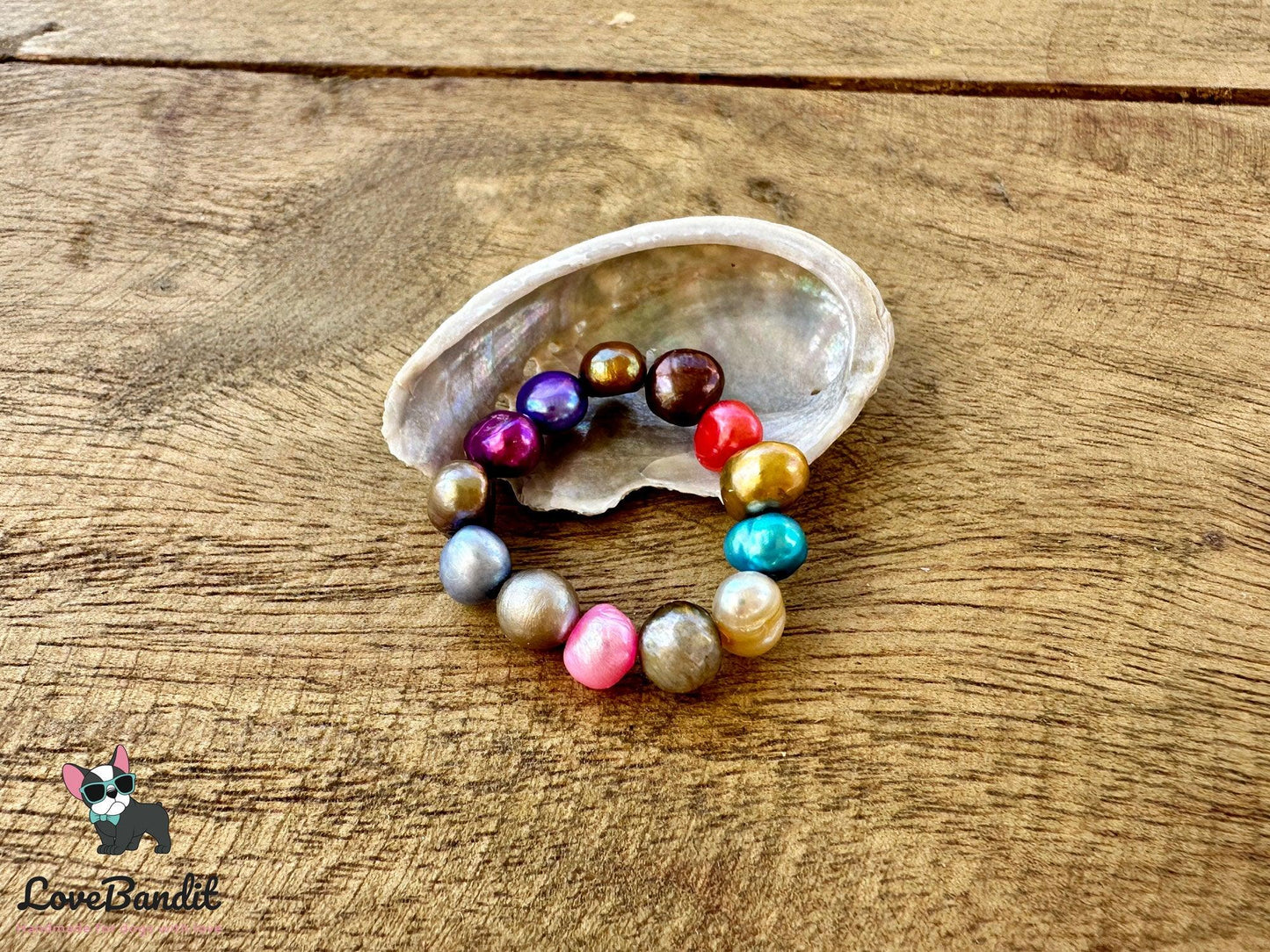 Süsswasserperlen Ring multicolor - elastisch - LoveBandit