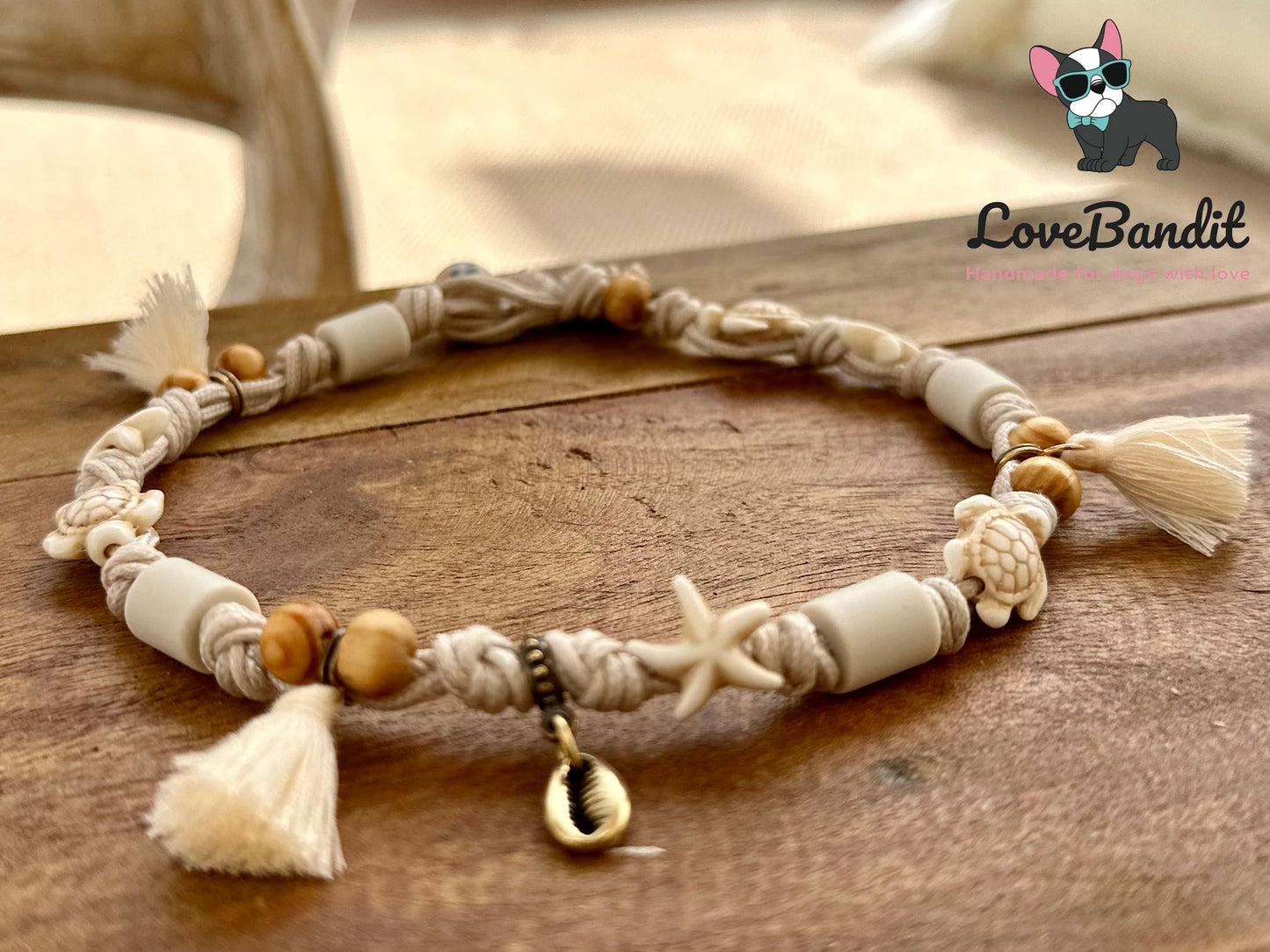 EM Keramik Hundehalsband "Boho Dog Ibiza" (cremefarben) LoveBandit