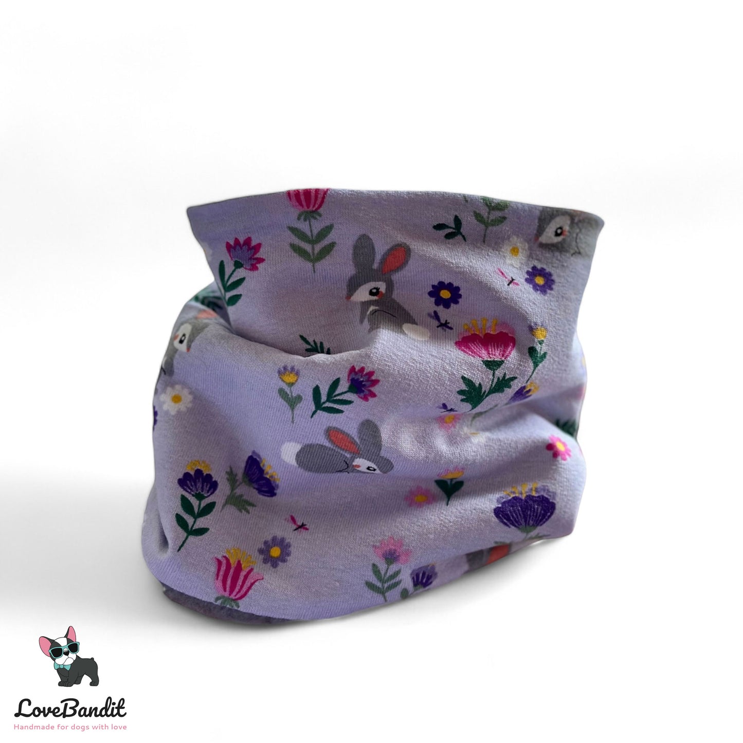 Hundeloop Hundeschal Hasengarten Pastellflieder Fleece Teddyplüsch - LoveBandit