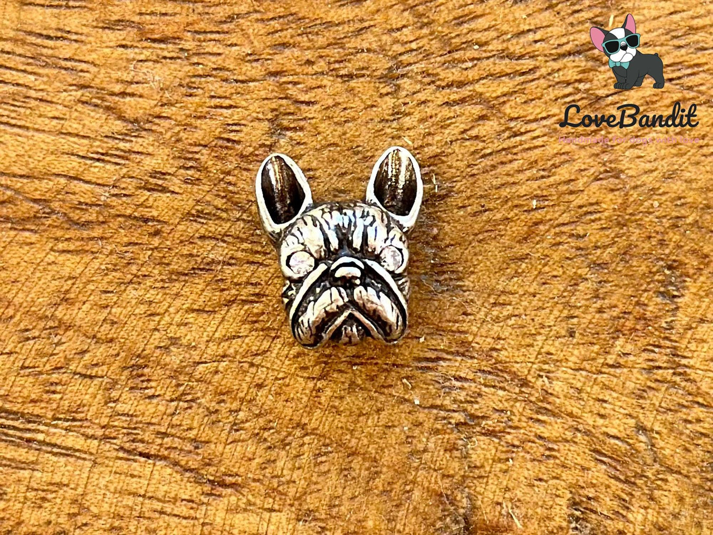 Bulldog Frenchie Halbedelstein Armband Tigerauge Lava Hämatit für Frauchen und Herrchen Lovebandit