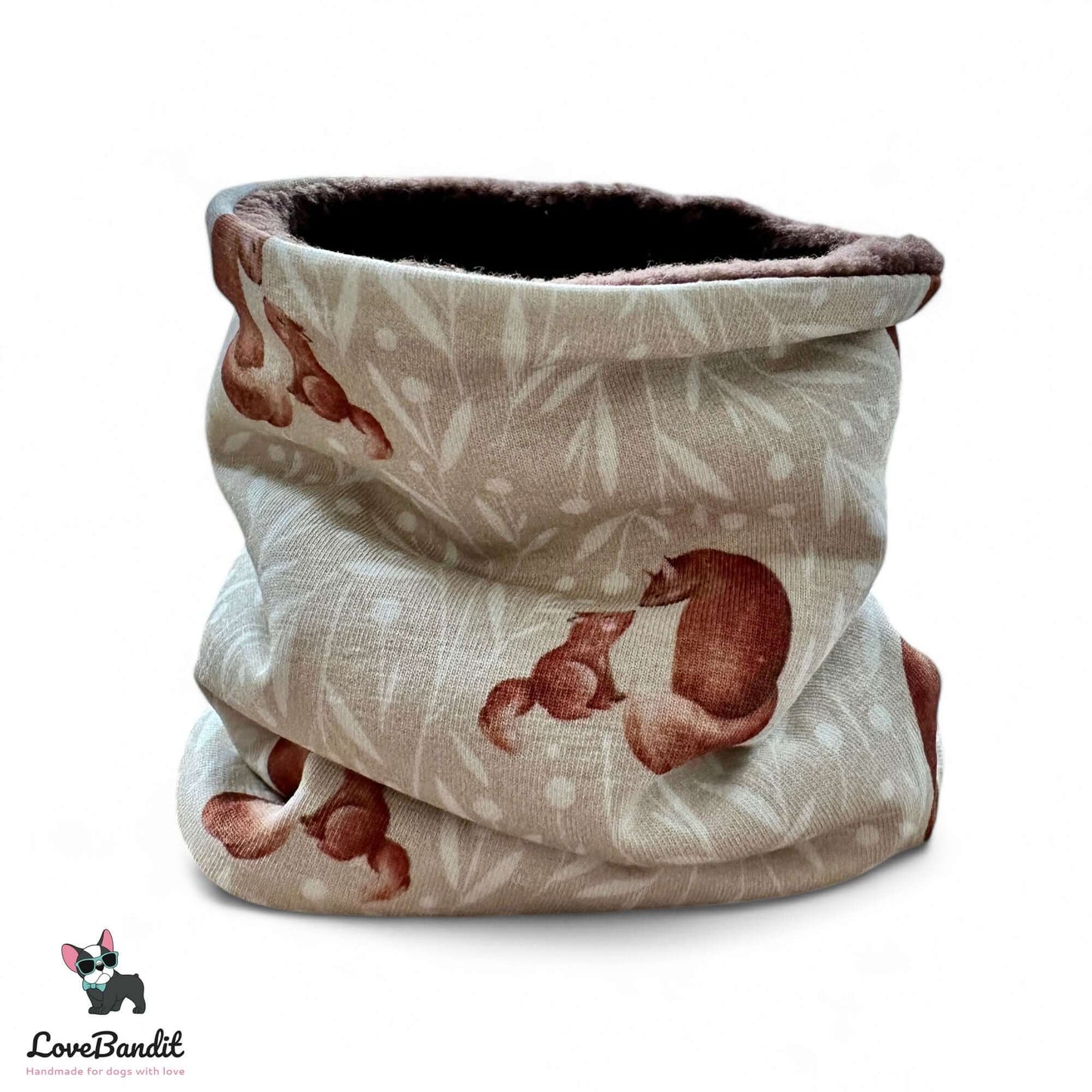 Hundeloop Hundeschal "Familie Eichhörnchen" sand nuss Fleece oder Teddyplüsch - LoveBandit