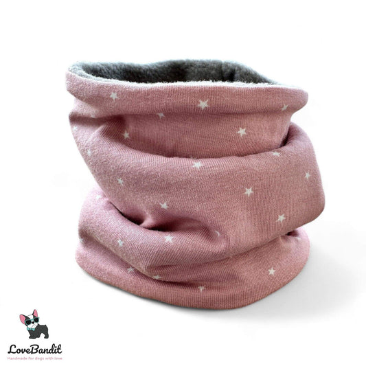 Hundeloop Hundeschal Mini Sterne altrosa Fleece Teddyplüsch - LoveBandit