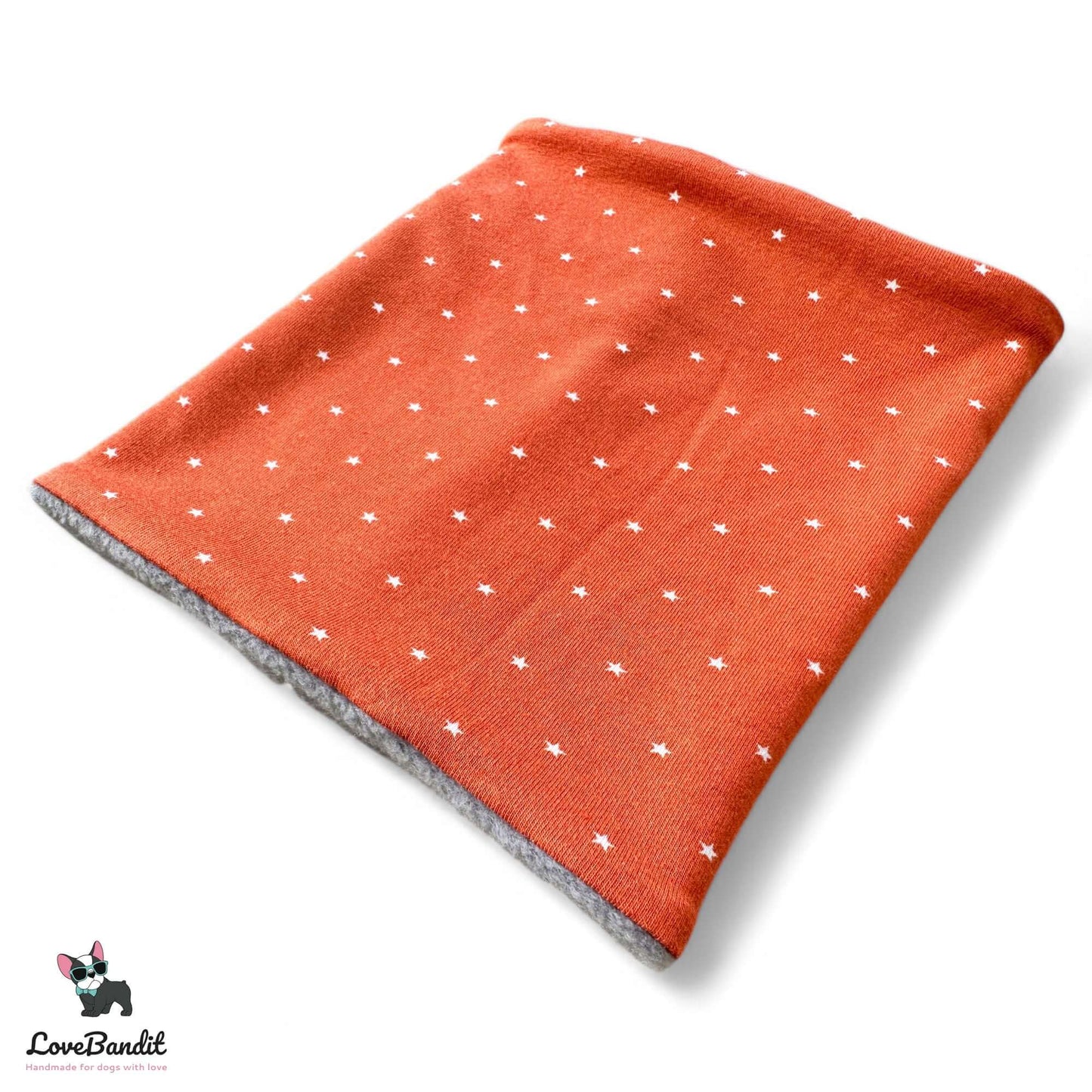 Hundeloop Hundeschal "Mini Sterne Dunkel Orange" mit Fleece oder Teddyplüsch - LoveBandit